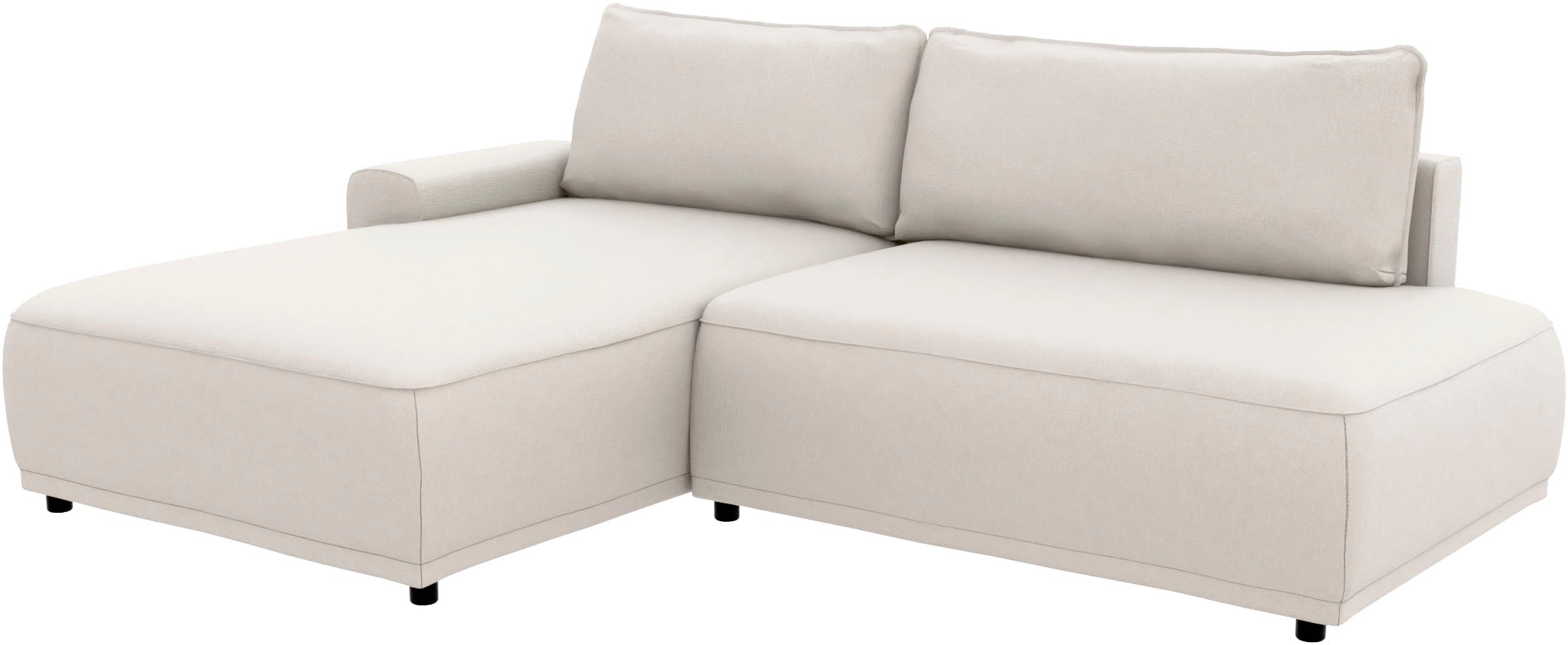 TRENDMANUFAKTUR Ecksofa »Fordon II, Schlafsofa mit Bettkasten, Couch in L-Form, Breite 250 cm«, in Struktur LUMOS, 3D-Effekt, sandgrau, Armlehne links