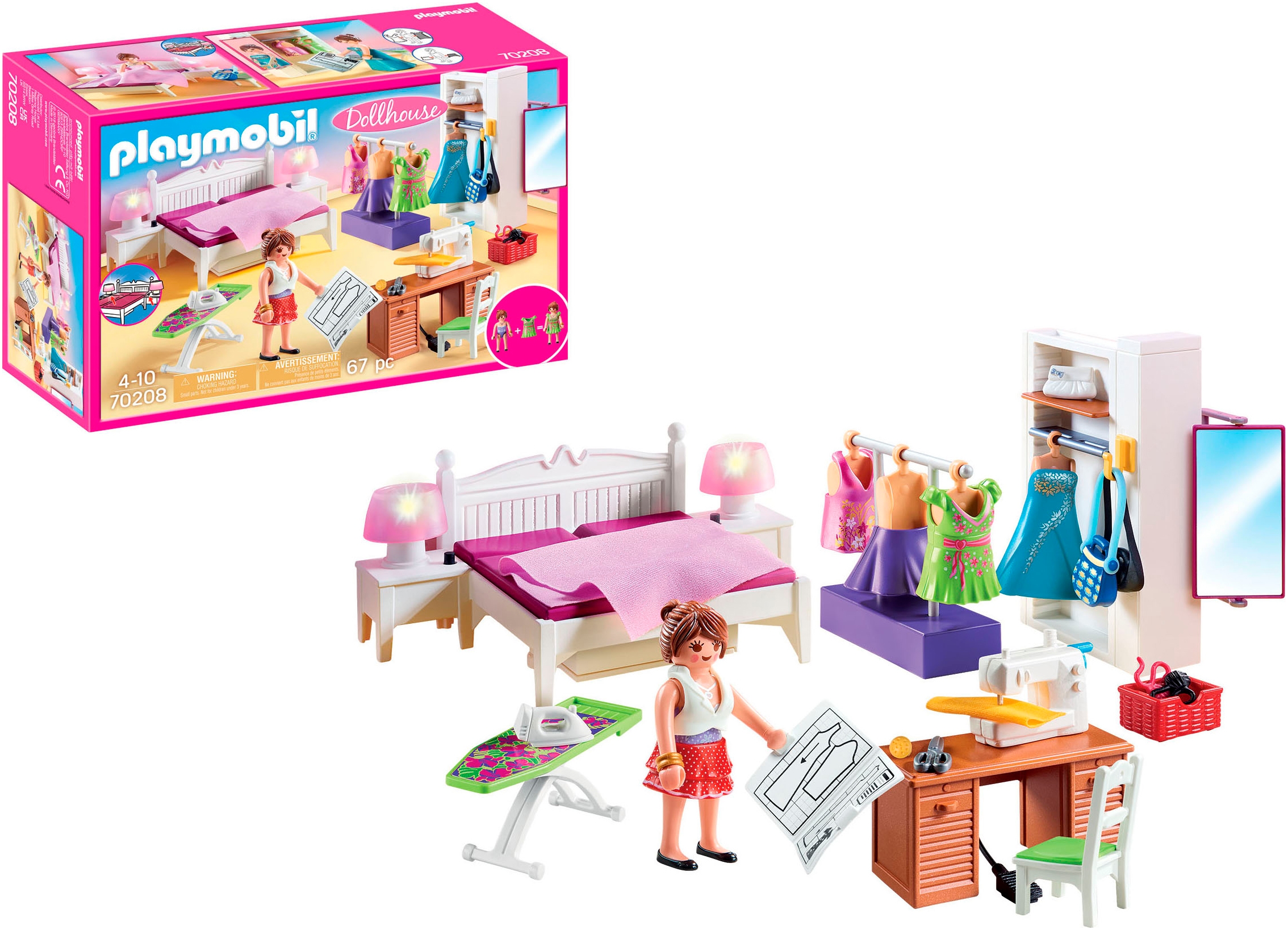 Playmobil® Konstruktions-Spielset »Schlafzimmer mit Nähecke (70208), Dollhouse« Made in Germany