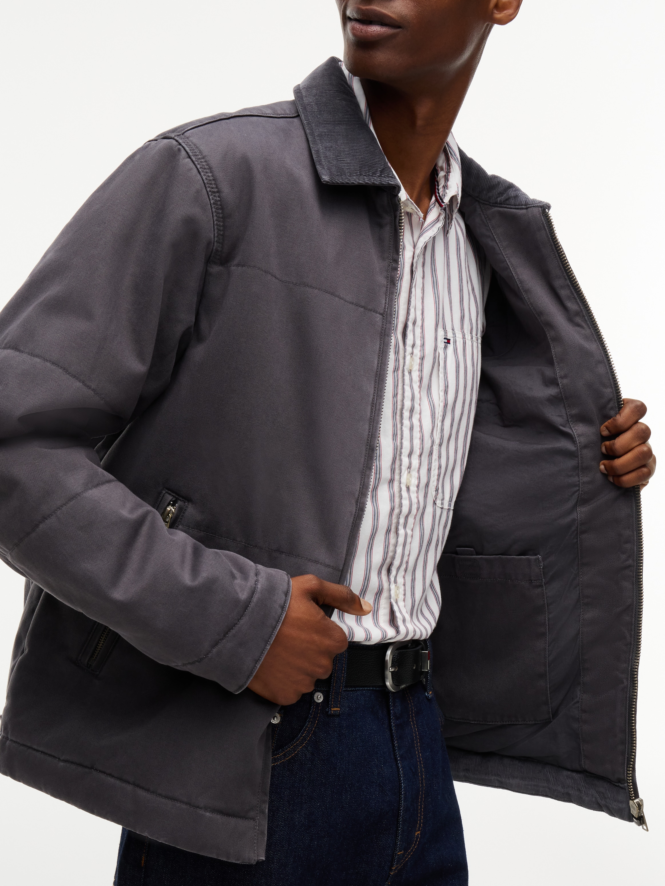 Tommy Jeans Anorak »QUILTED COTTON JACKET« ohne Kapuze Regular fit mit Reißverschlusstaschen