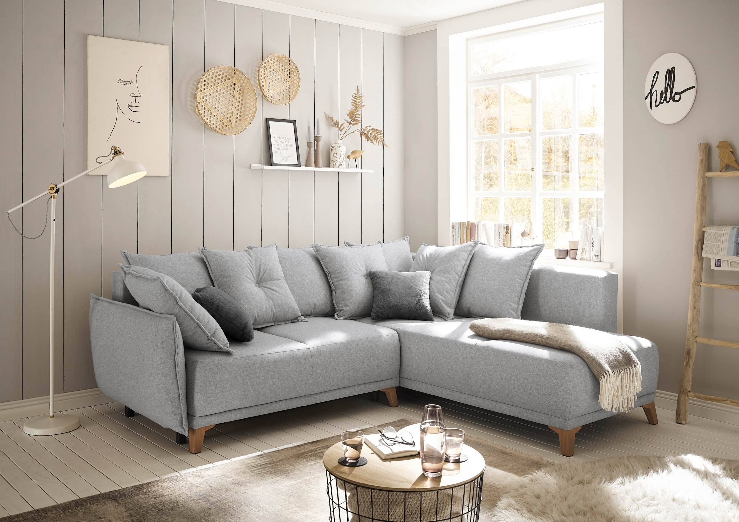 ED EXCITING DESIGN Ecksofa im Raum Rücken- »Pamplona«, frei kaufen mit | BAUR und Zierkissen, Bettfunktion, Bettkasten