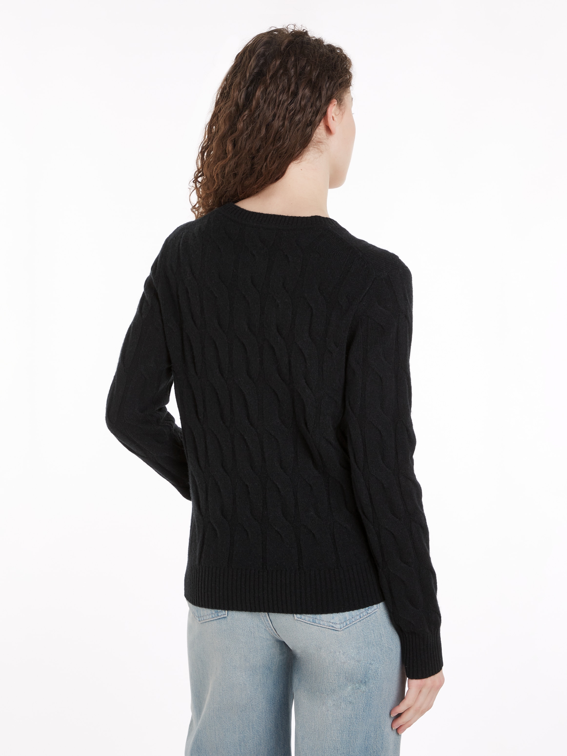 Tommy Hilfiger Strickpullover »SOFT WOOL CABLE C-NK«, mit Zopfmuster, aus reiner Wolle