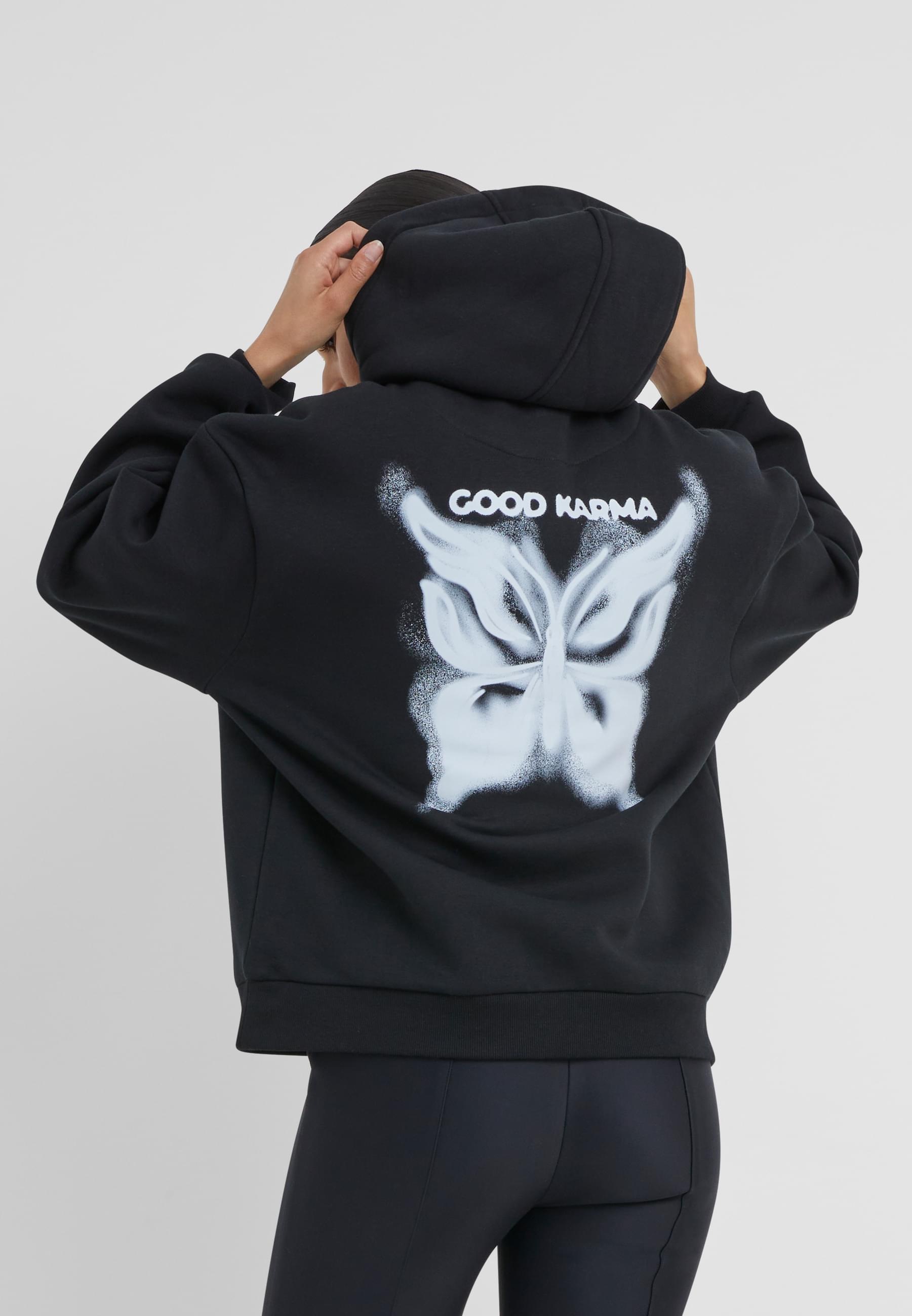 Miss Tee Kapuzenpullover »Miss Tee Karma Butterfly Ladies Fluffy Hoody«, (1 tlg.)