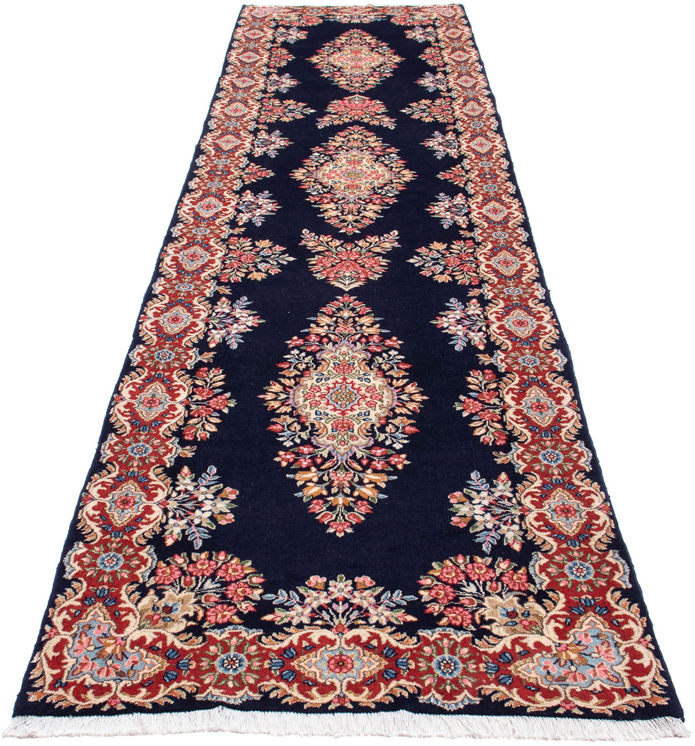 morgenland Orientteppich "Perser - Royal - 407 x 96 cm - dunkelblau", rechteckig, 10 mm Höhe, Wohnzimmer, Handgeknüpft, 