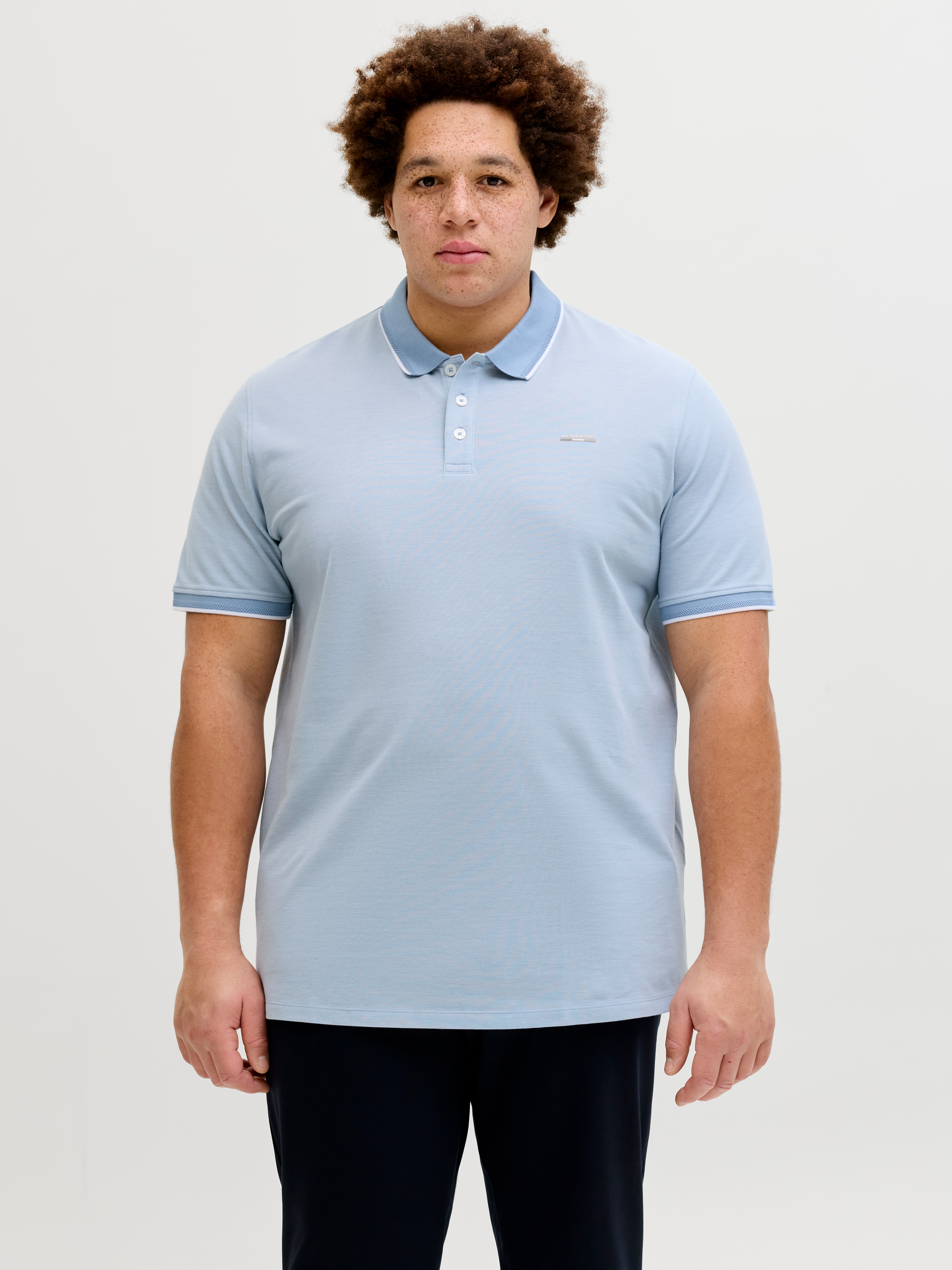 Jack & Jones PlusSize Poloshirt "JPRBLUALVES SS POLO PLS" Baumwollmischung, normal geschnitten