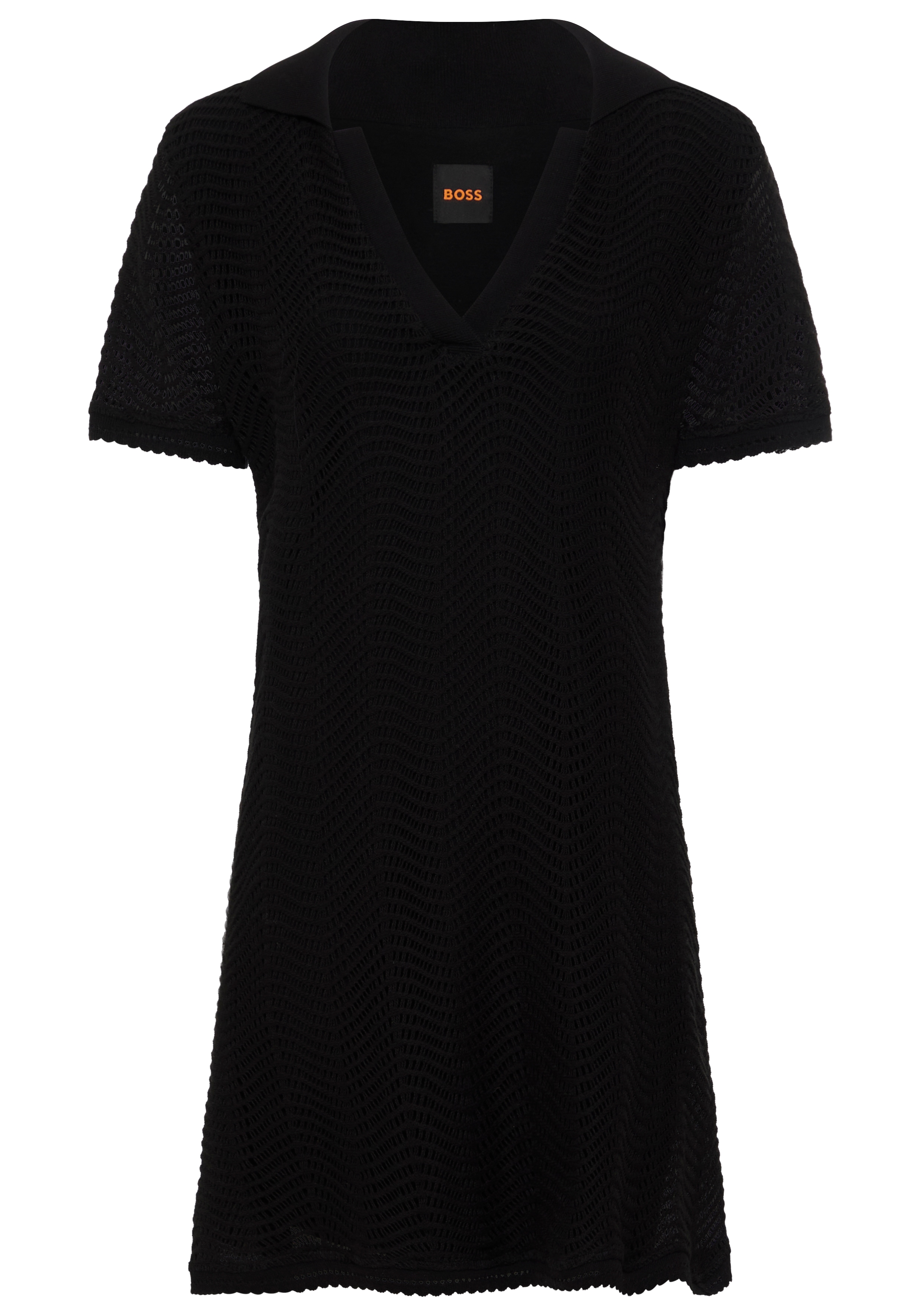 BOSS ORANGE Polokleid "Eloa Premium Damenmode" Häkelkleid in kniefreier Länge
