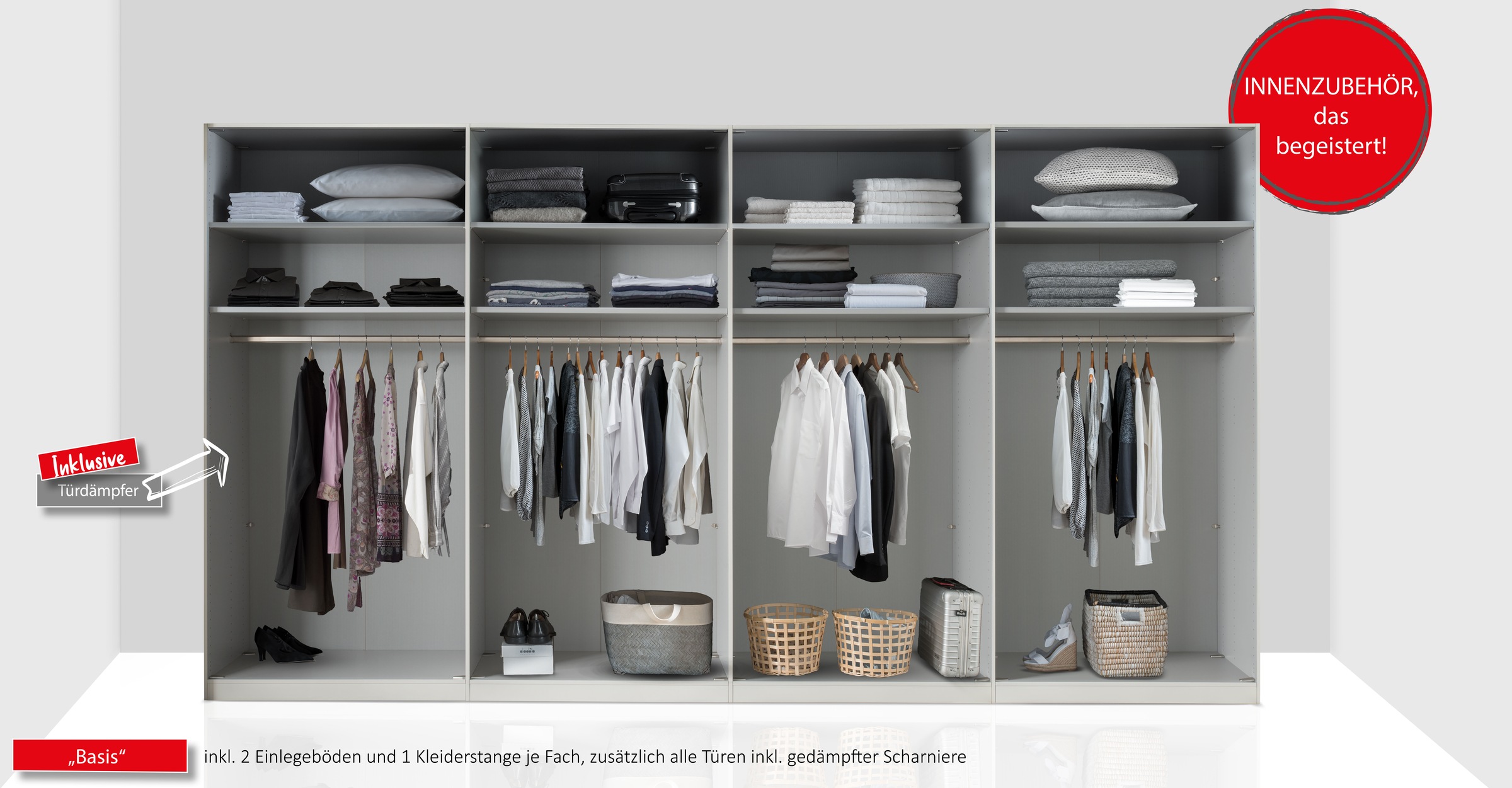 Thumbnail - WIEMANN Drehtürenschrank "Lagos" in 4 Breiten und mit 3 verschiedenen Ausstattungspaketen erhältlich, inkl. Türendämpfun...