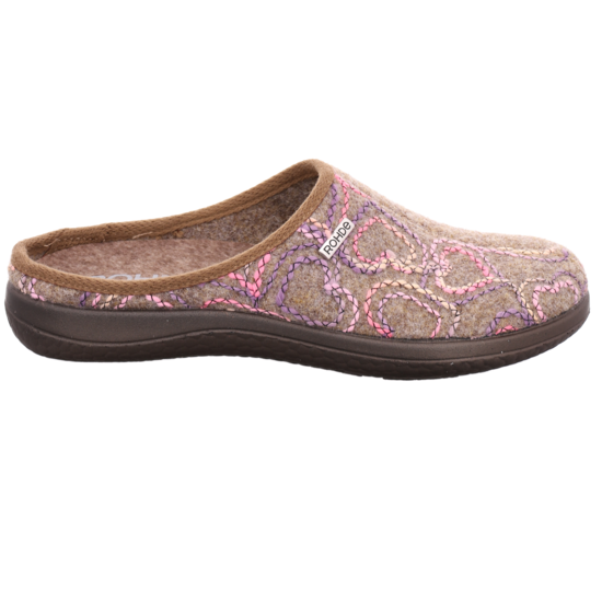 Rohde Hausschuh "Bari" Pantolette, Homeslipper, Clog, Schlupfschuh mit Herz-Stickerei