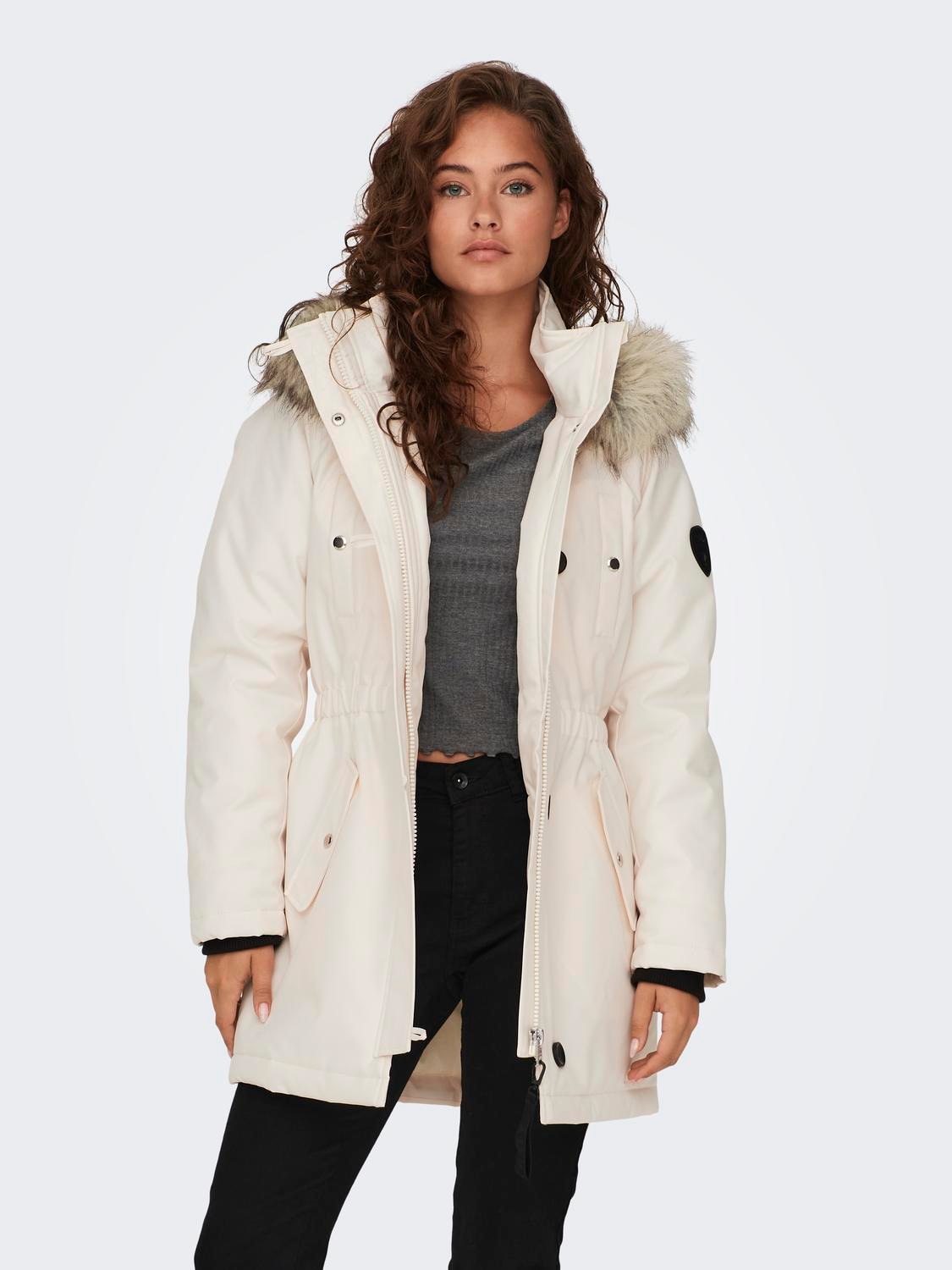 ONLY Parka »ONLIRIS FUR WINTER PARKA LIFE CC OTW«, mit Kapuze, mit verdeckter Knopfleiste