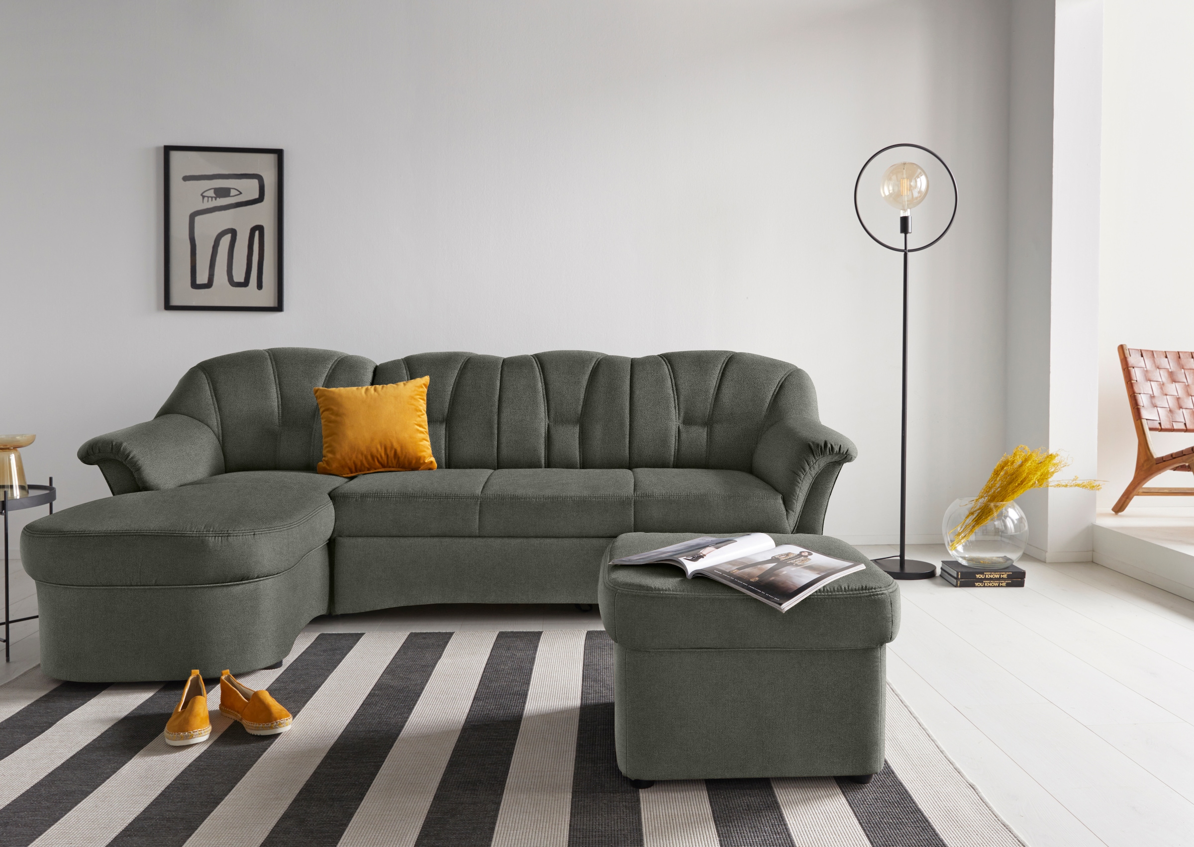 DOMO collection Ecksofa Papenburg L-Form, in großer Farbvielfalt, wahlweise mit Bettfunktion