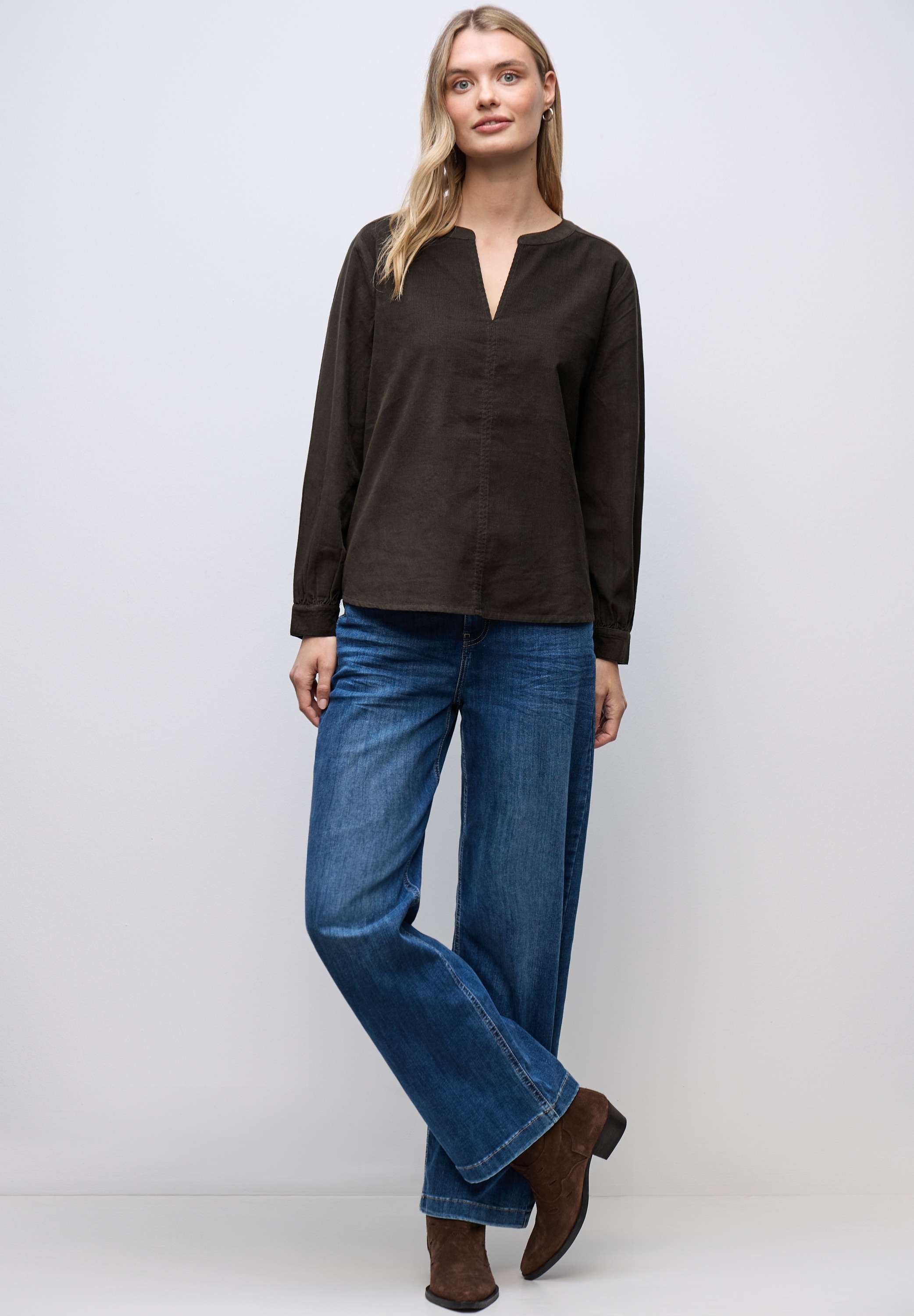 STREET ONE Langarmbluse in Cord-Optik