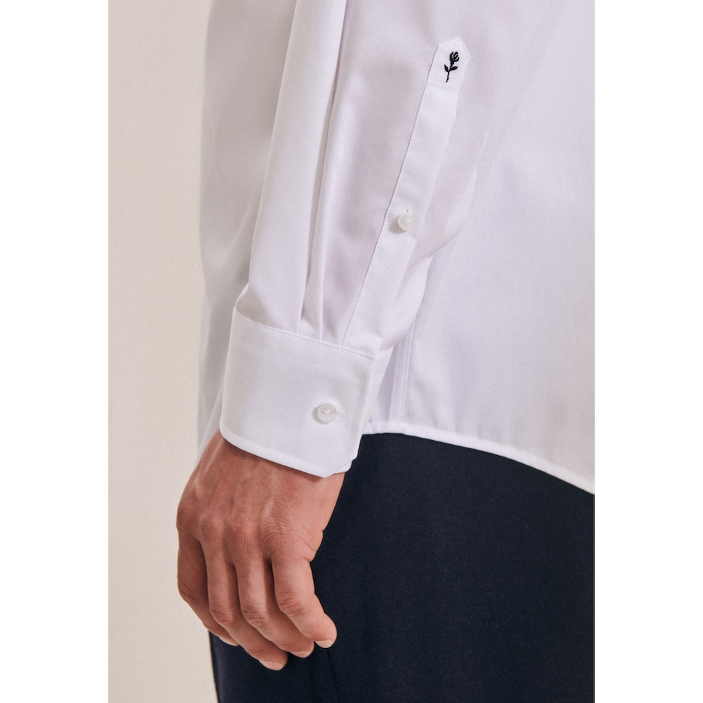 Herrenmode Businessmode seidensticker Businesshemd »Comfort«, Comfort Langarm Kentkragen Uni Weiß