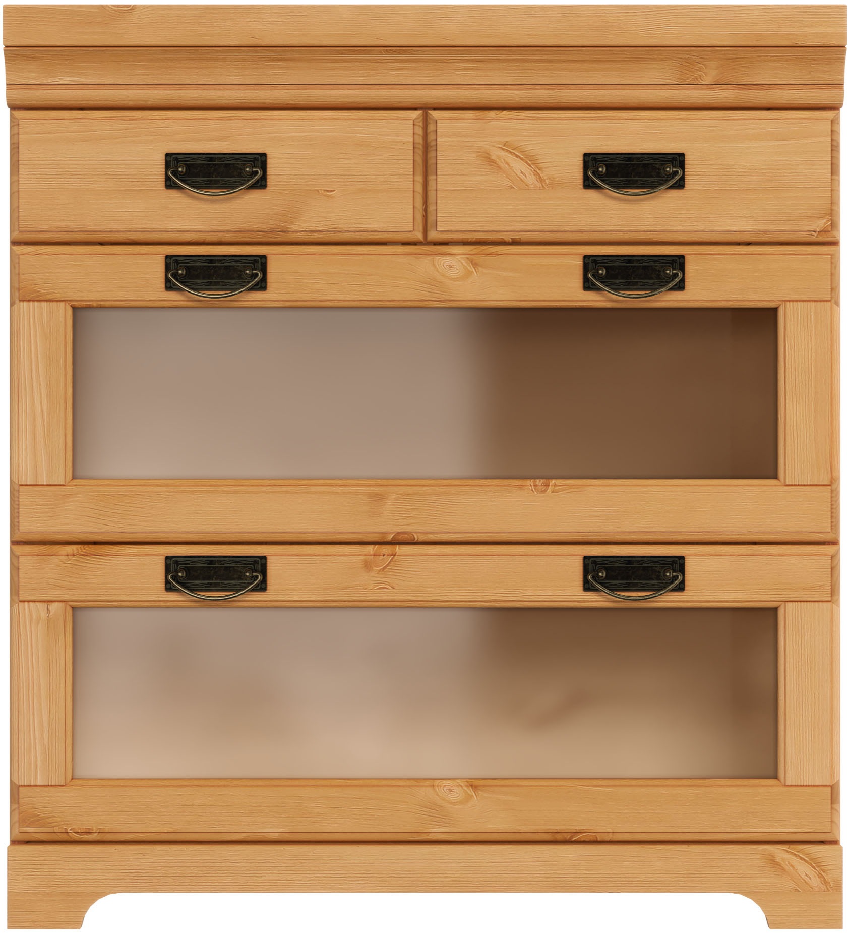 Home affaire Unterschrank »Rügen«, Breite 80 cm, Kiefer massiv, Schubkästen mit Glaseinsatz