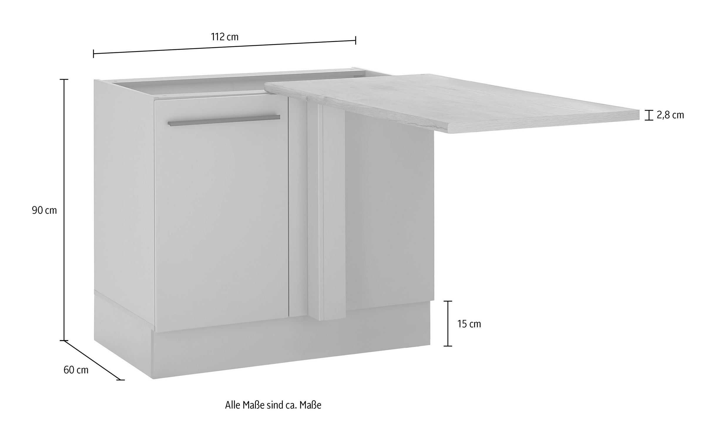 BASIC by Balculina Eckunterschrank »Denver, Küchenschrank BxHxT 112 x 90 x 60«, (1 St.), Breite 110cm, Softclose für Tür