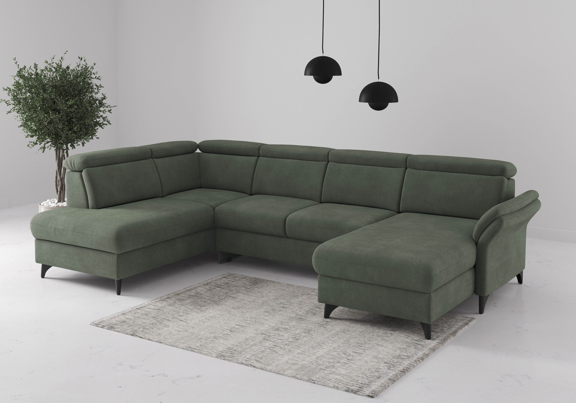 sit&more Wohnlandschaft "Glendale, U-Form" inkl. Kopfteilverstellung,wahlweise mit Vorziehsitz und Bettkasten