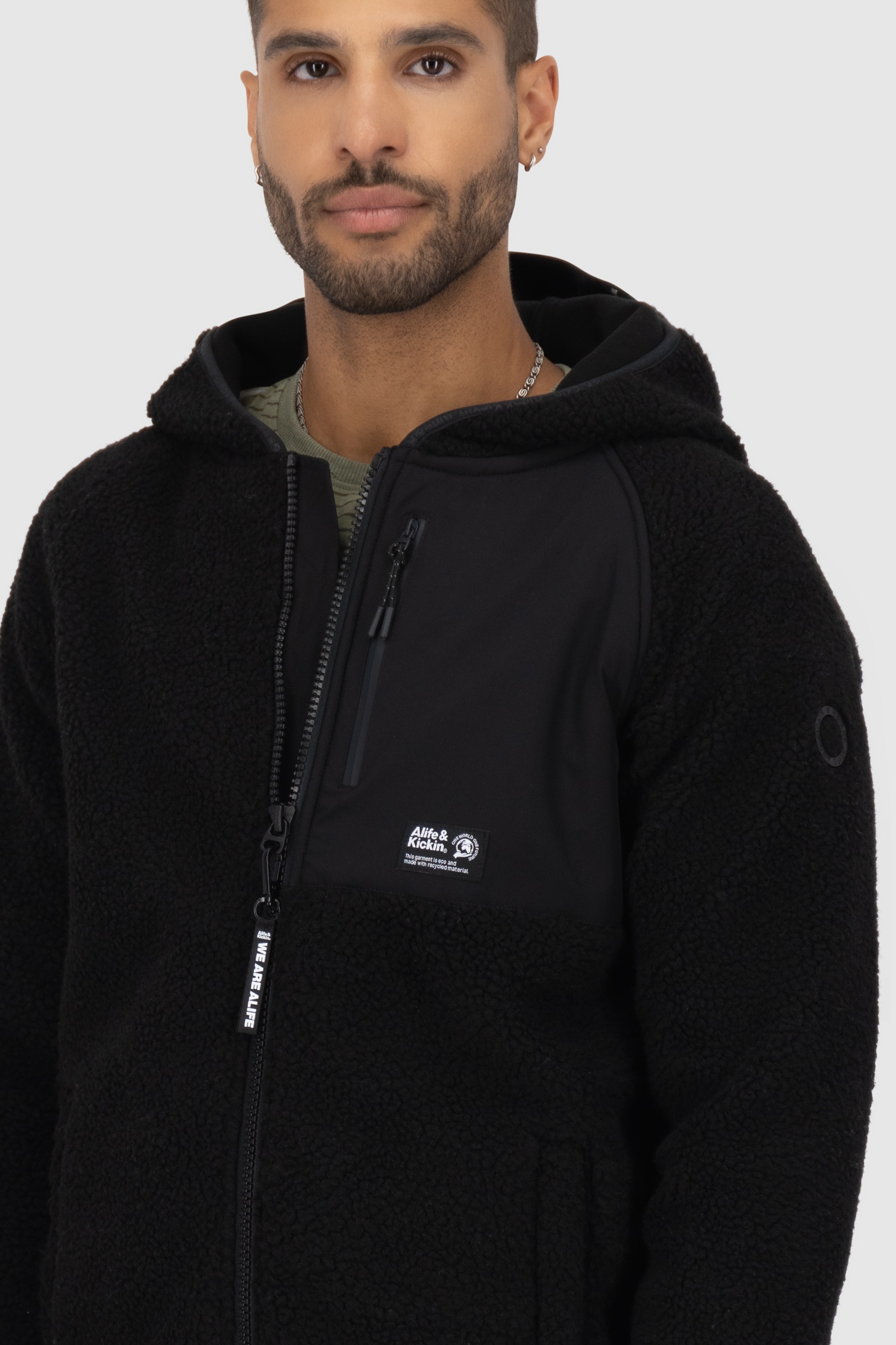Alife & Kickin Kapuzensweatjacke »Herren HaraldAK G«, Weiche, warme Teddy Jacke mit großer Kapuze und Fleece-Innenfutter