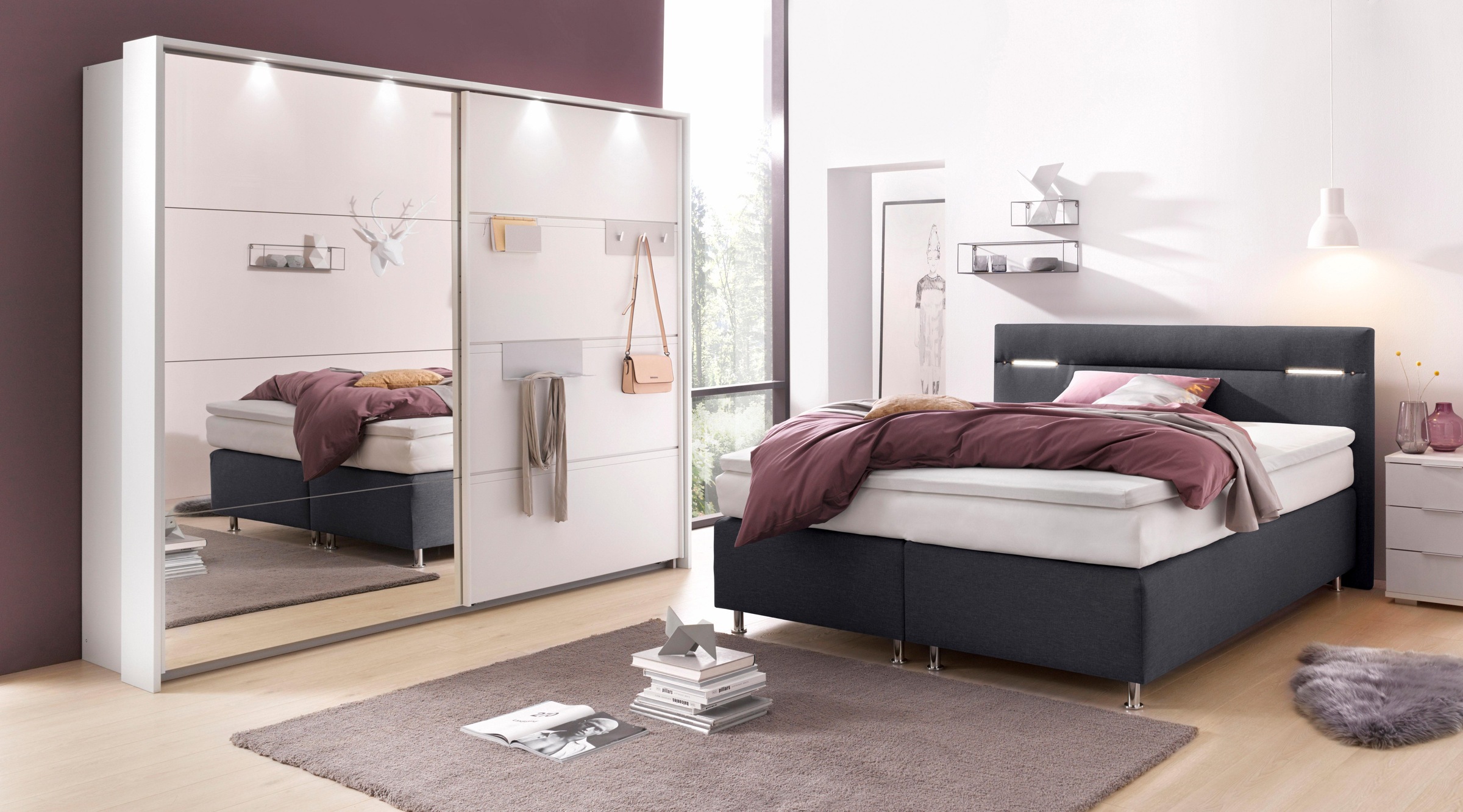 Westfalia Schlafkomfort Boxspringbett, wahlweise mit LED-Beleuchtung
