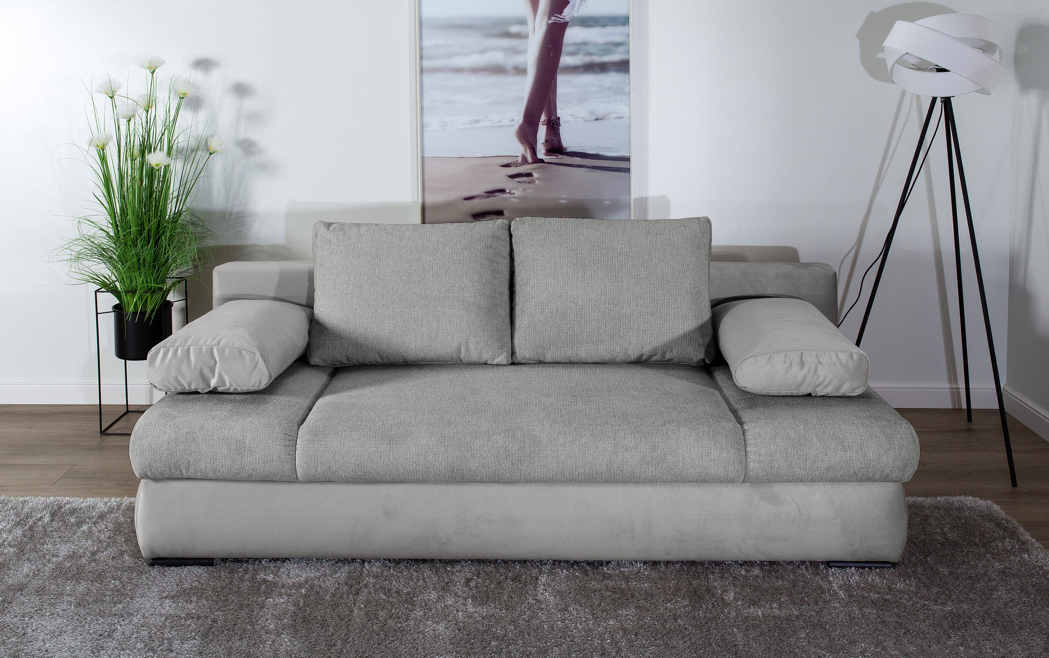 COLLECTION AB 1100000002199 "Chicago, B: 200 cm, Liegefl. 146x200 cm" Schlaffunktion, Bettkasten & 2 Armlehnenkissen, Federkern