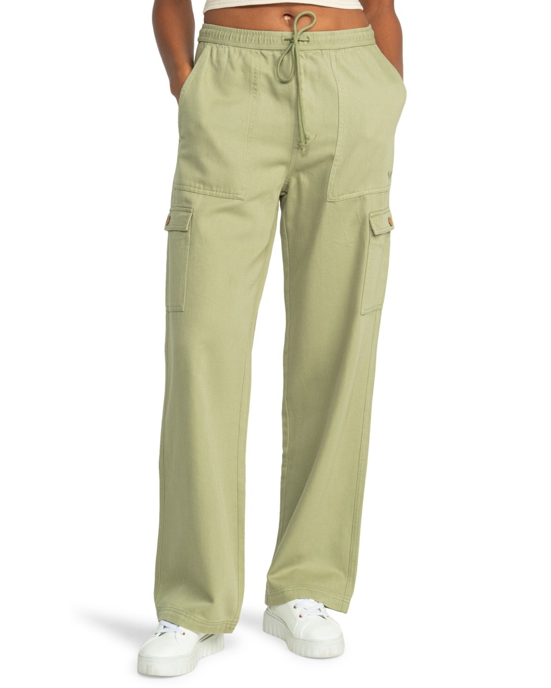Cargohose ROXY "Precious", Damen, Gr. L, grün (oil grün), Obermaterial: 51% Walkfrottier, 49% Lyocell;, Hosen Cargohose