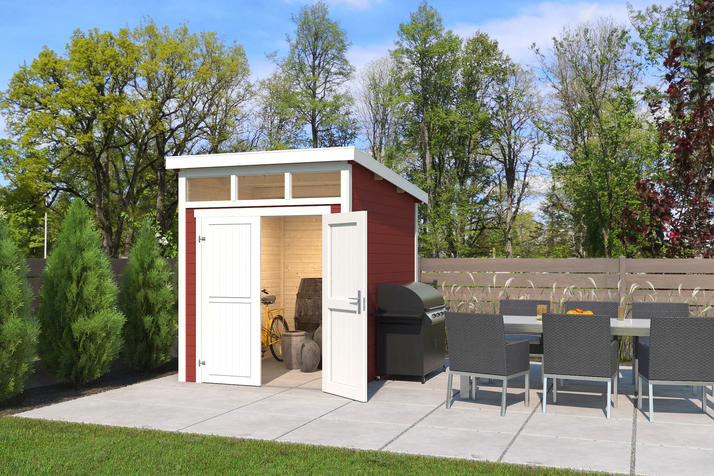 LASITA MAJA Gartenhaus »Kibo 2«, Blochbohlenhaus 28mm, Fundamentmass 2000x2500, Schwedenrot