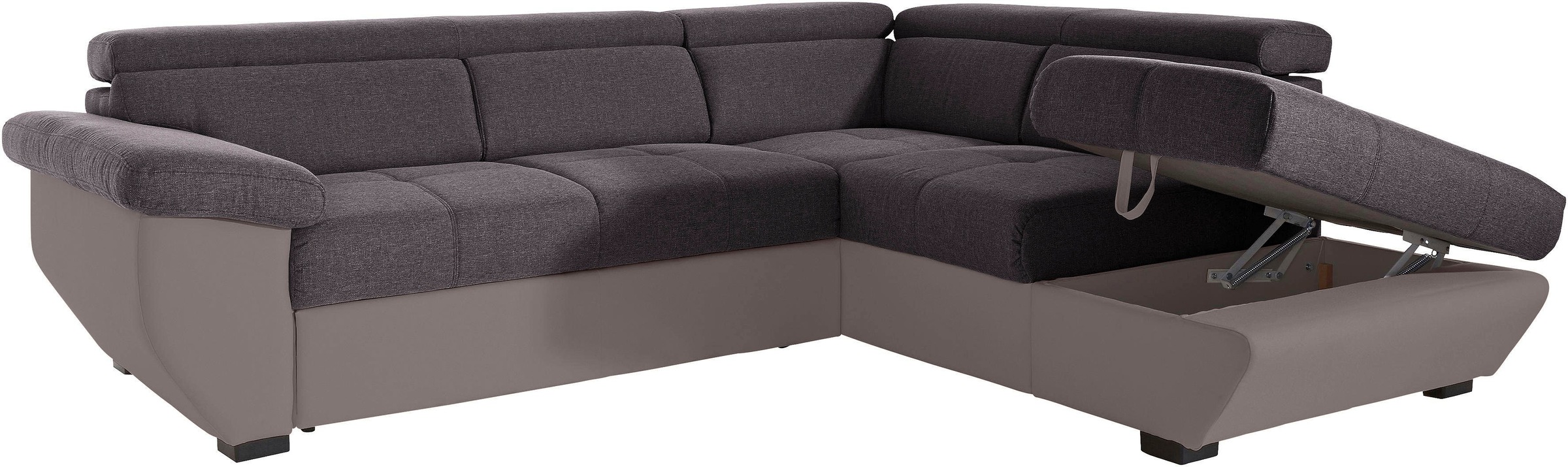 COTTA Polstergarnitur »Speedway L-Form«, (Set), Set bestehend aus: Ecksofa mit Kopfteilverstellung & Hocker