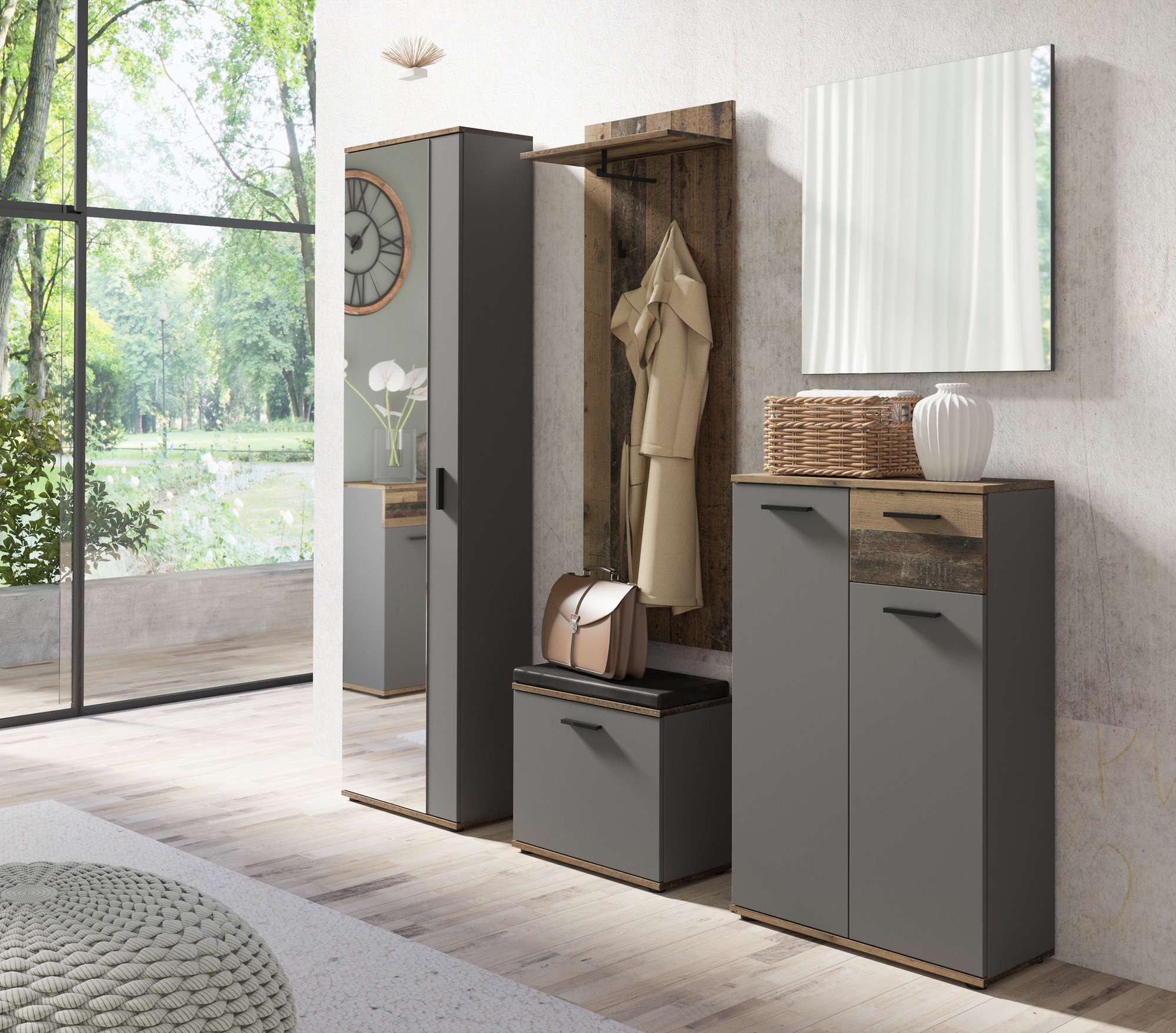 byLIVING Garderobenschrank Breite mit 49 cm »Jakob«, | BAUR großem Spiegel