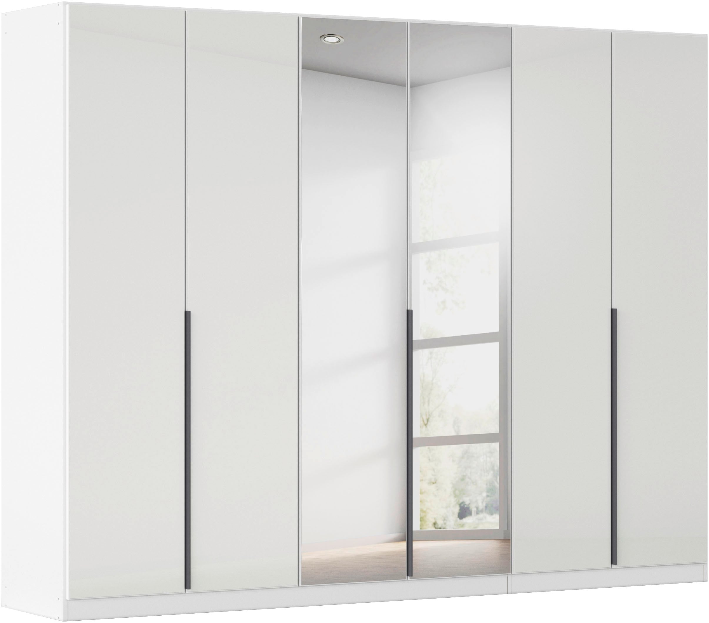 OTTO home Drehtürenschrank "Kleiderschrank Schrank Garderobe AGORDO mit Glasfront und Spiegel" in zwei Griff-Farben, Breiten 91-405 cm, durchdachte Innenausstattung, in 8 Breiten und 2 Höhen MADE IN GERMANY