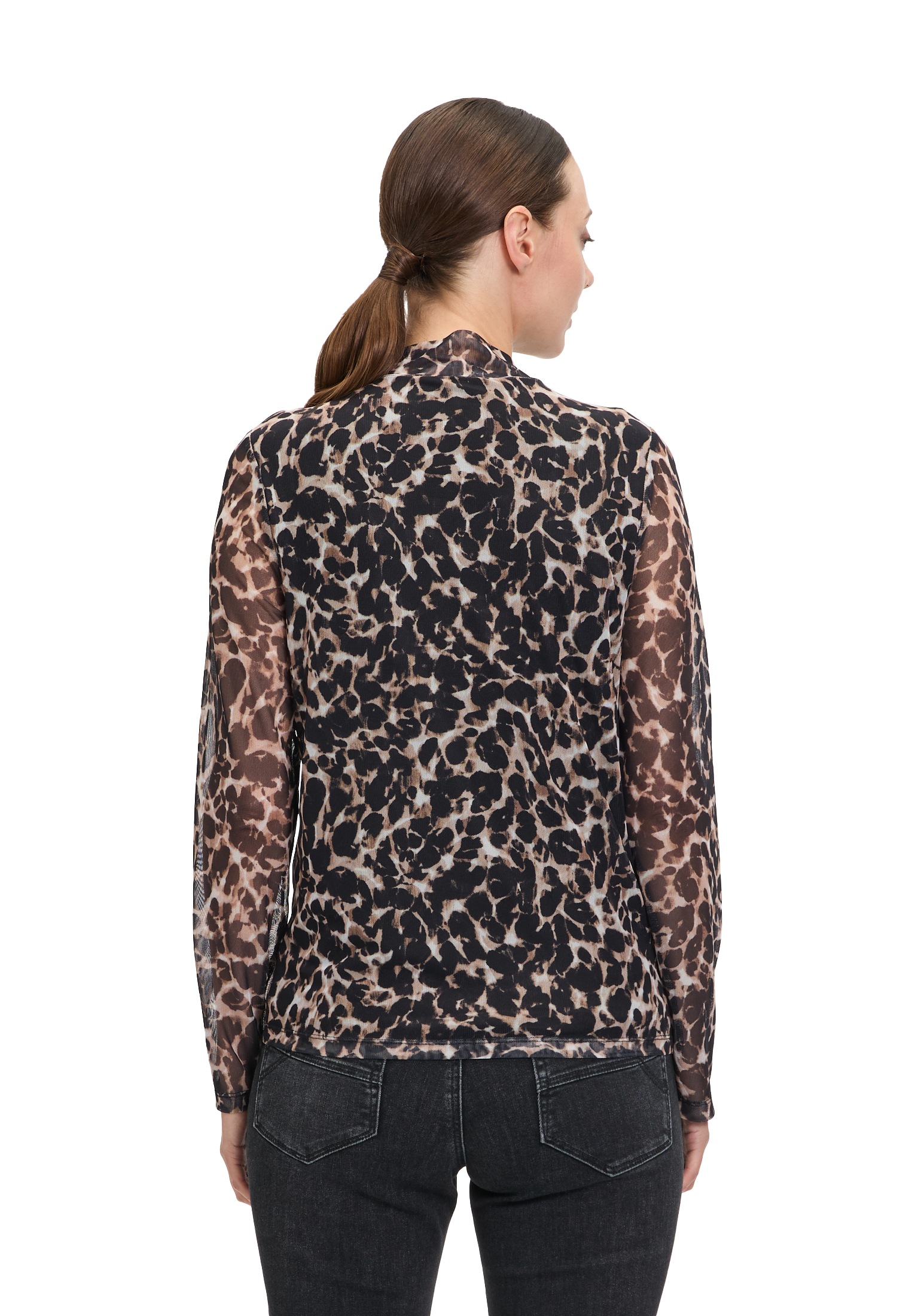 Betty&Co Kurzarmshirt »Betty & Co Leicht transparentes Shirt mit Stehkragen«, (1 tlg.), Druck