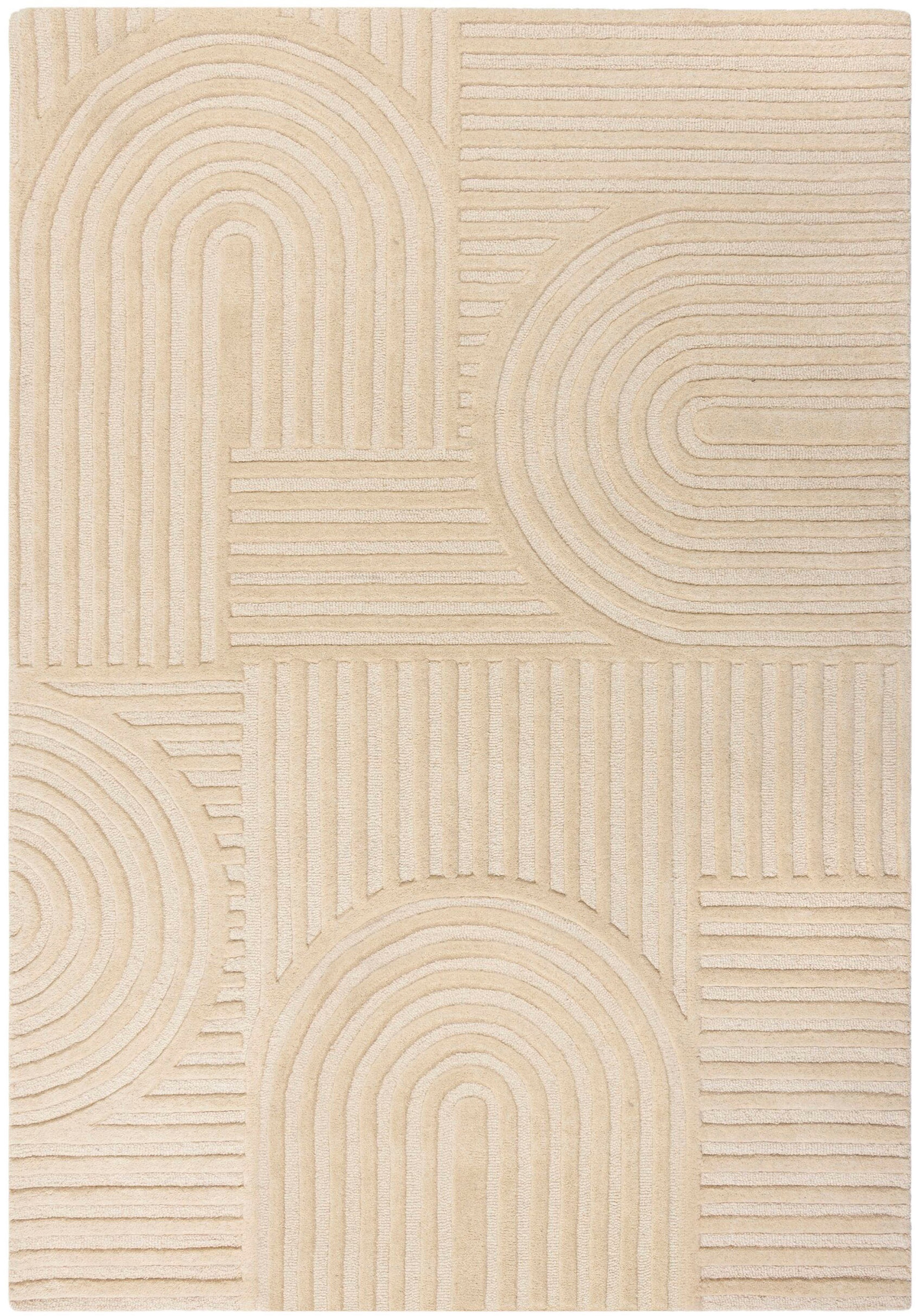 BAUR modernes Wollteppich »Zen Design, aus | RUGS bestellen Hoch-Tief-Effekt FLAIR Wolle, Garden«, einfarbig, mit 100% rechteckig,