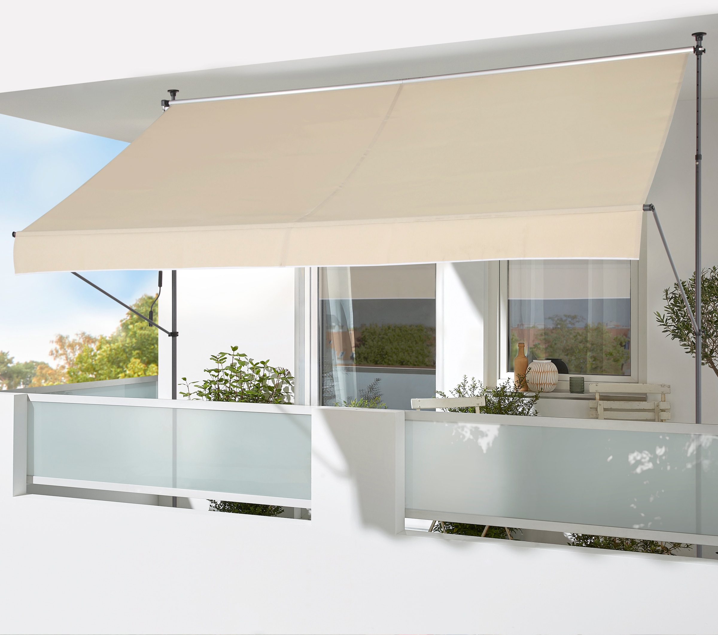 Klemmmarkise KONIFERA, B:250cm, beige, Polyester, Terasse, Markisen, "Torremolinos", Breite/Ausfall: 250/150 cm