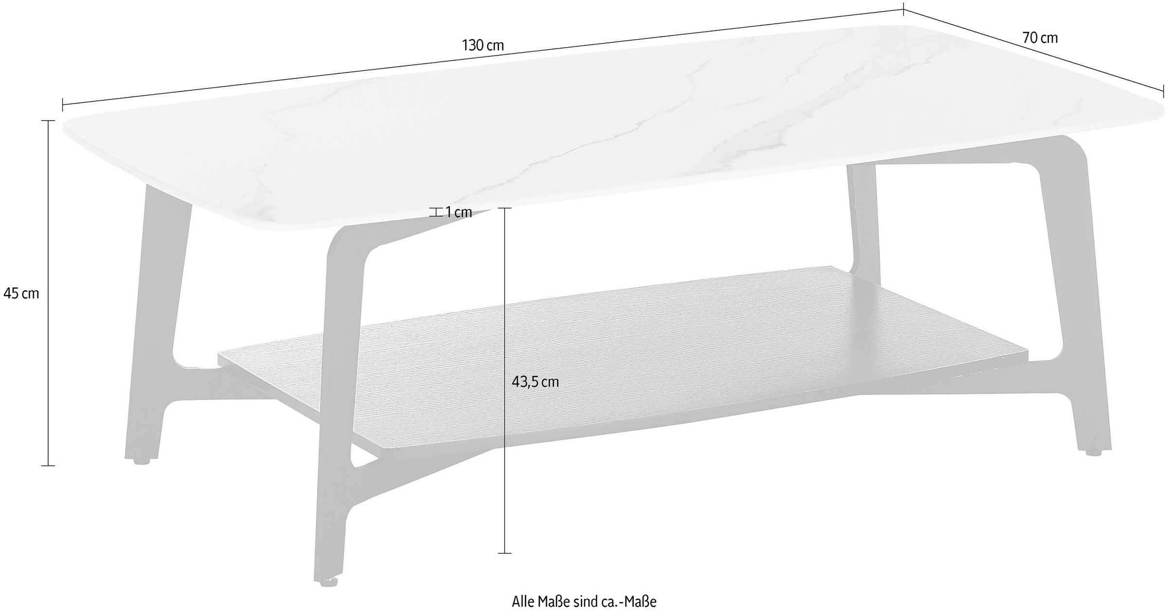 Stolkom Couchtisch »Isa«, 130 cm Keramik weiß marmoriert