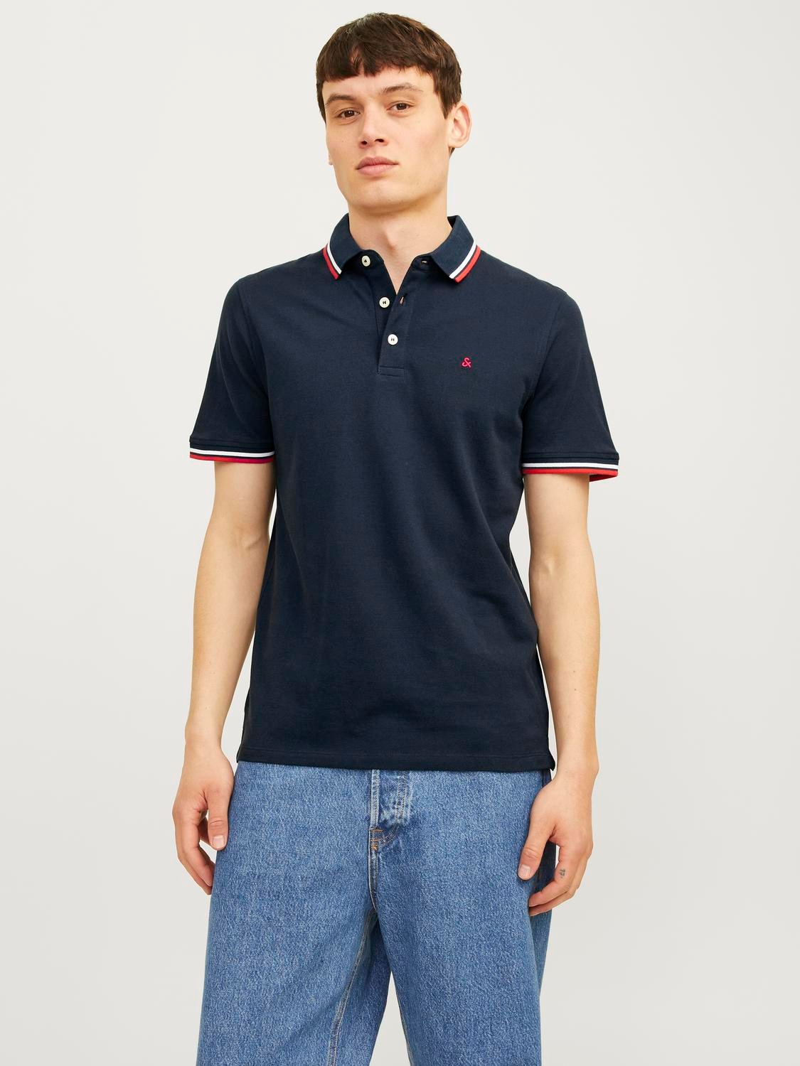 Thumbnail - Jack & Jones Poloshirt "JJEPAULOS im Doppelpack mit Logostickerei und Komfort" Packung, 2er-Pack, 2 Stk. tlg. unifarben ...
