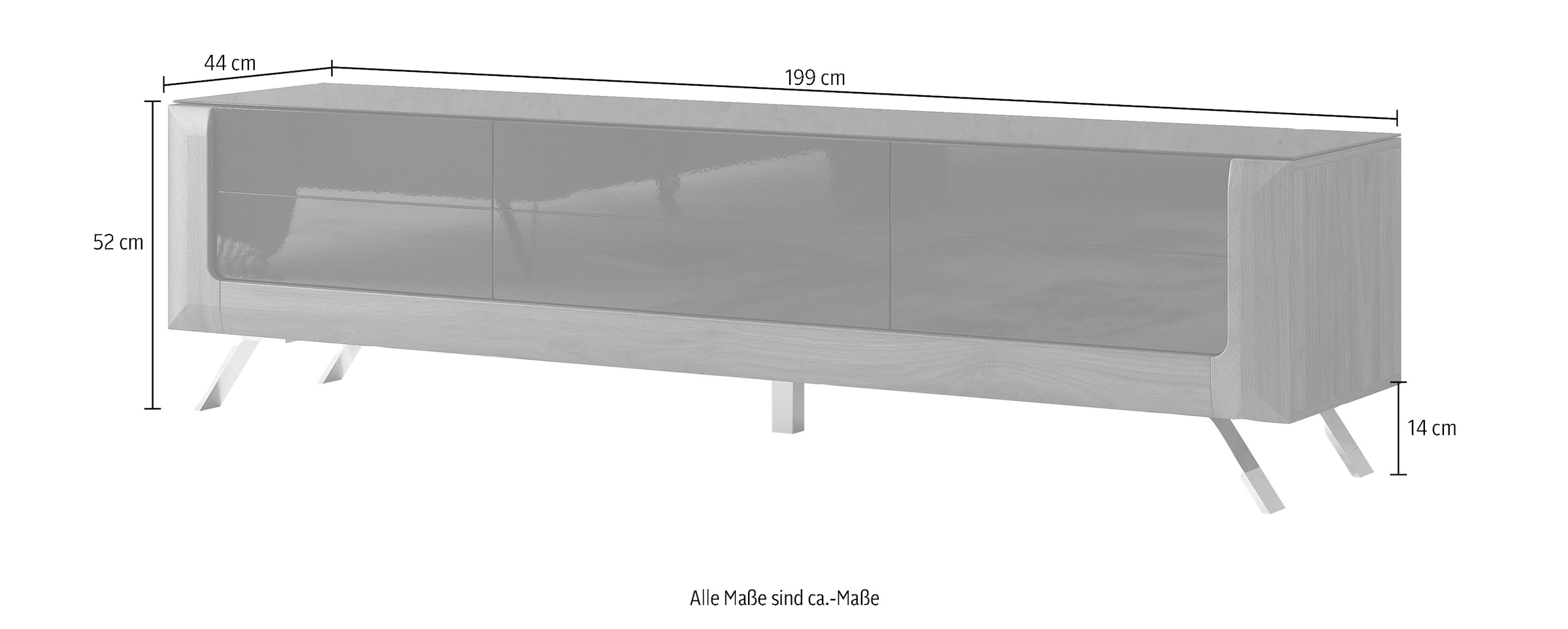 Lowboard Schublade mit BAUR Leonique | und Türen cm, 199 2 »Kasai«, 1 Breite