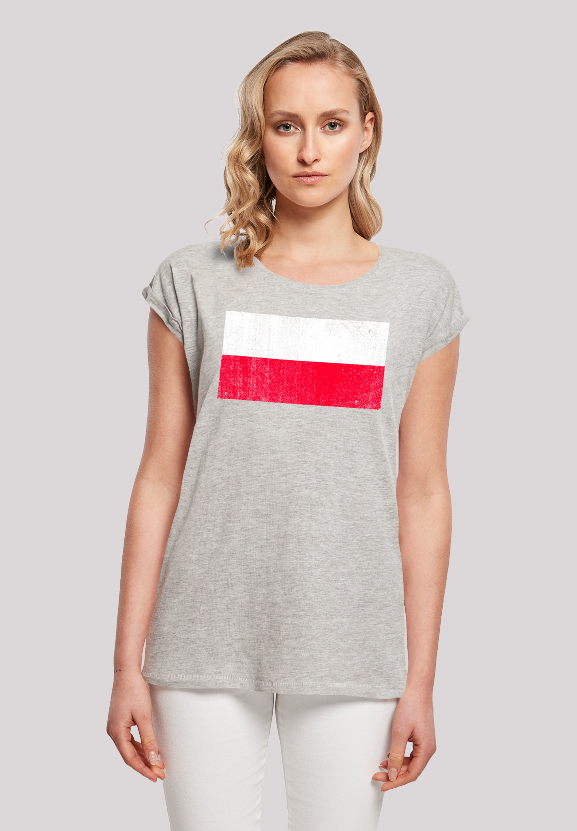 F4NT4STIC T-Shirt "Poland Polen Flagge distressed", Print