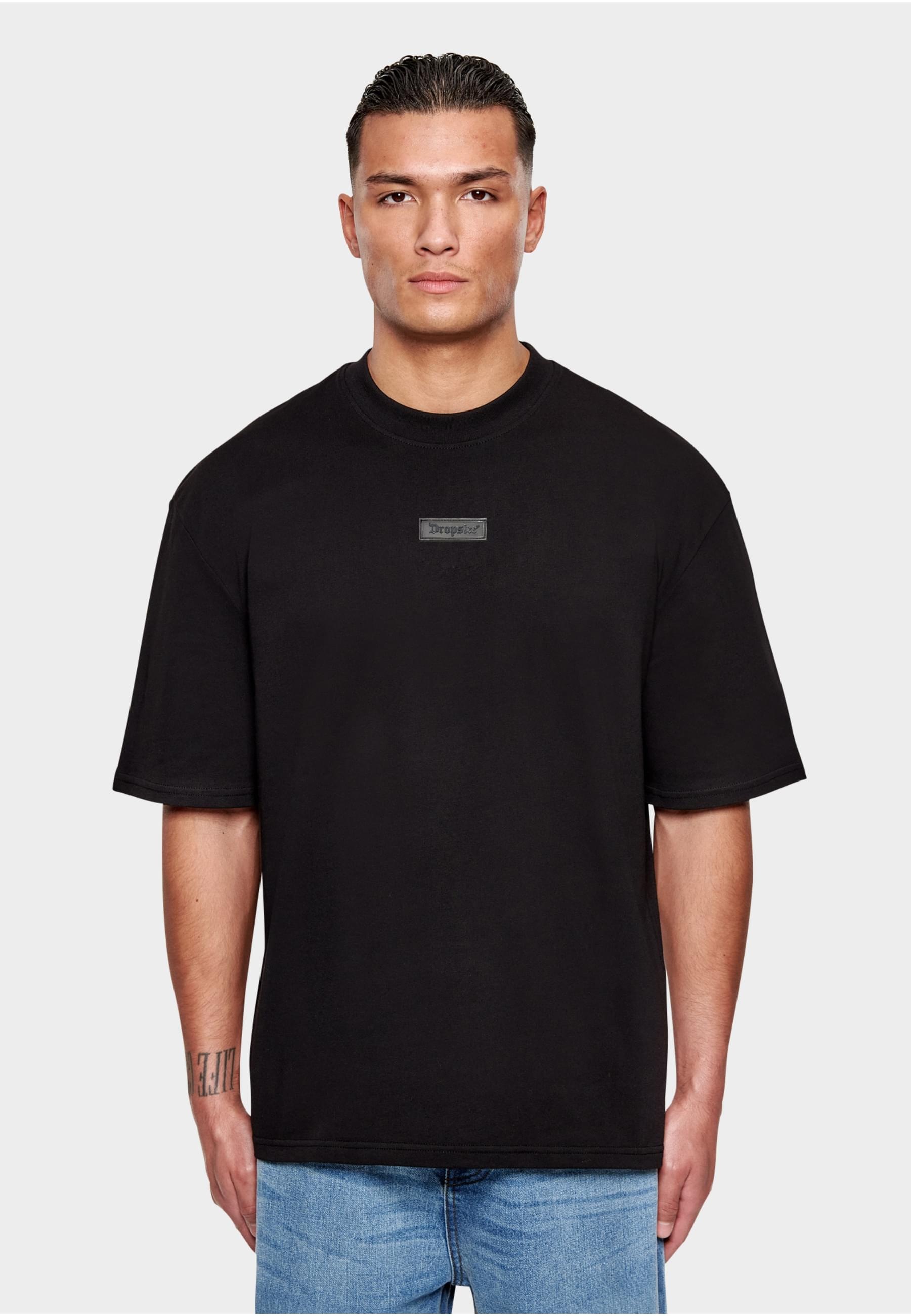 Dropsize T-Shirt »Dropsize Herren Heavy Oversize Front Rubber Patch T-Shirt«, (1 tlg.)