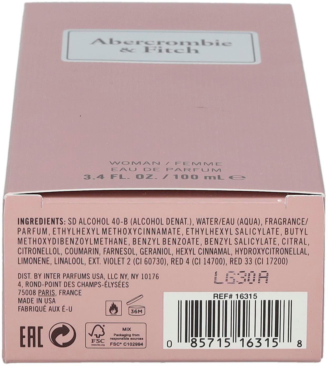 Abercrombie & Fitch Eau de Parfum »First Instinct Women«, Blumig-fruchtiger Duft mit Grapefruitschale, Orchidee und Tonkabohne.