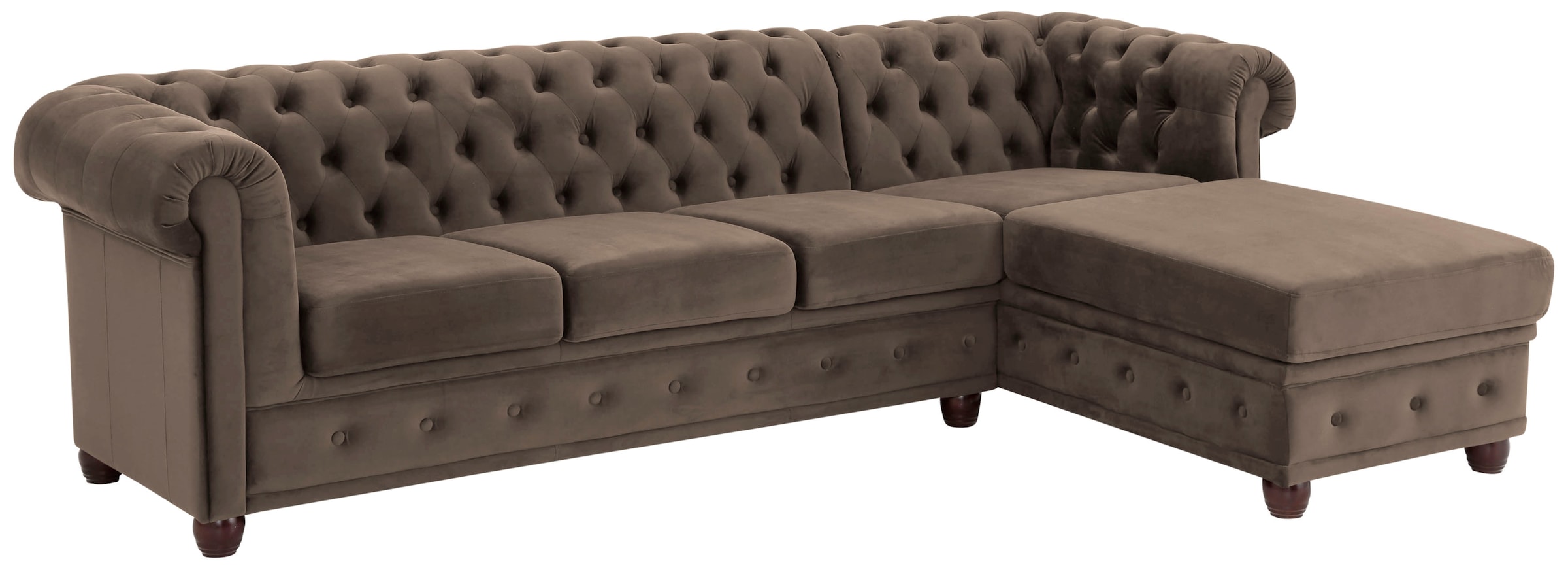 Home affaire Chesterfield-Sofa »New Castle L-Form«, hochwertige Knopfheftung in Chesterfield-Design, B/T/H: 255(171/72)