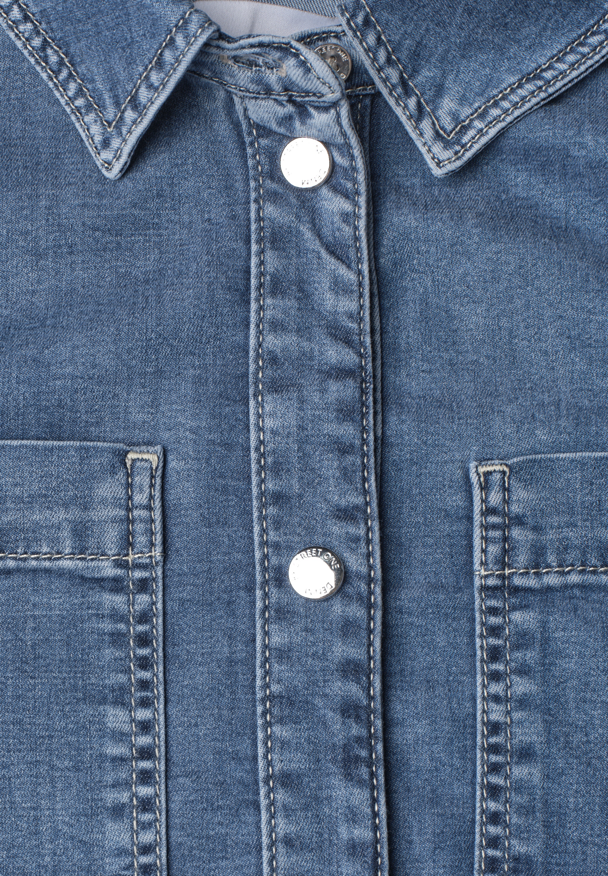STREET ONE Langarmbluse in Denim-Optik