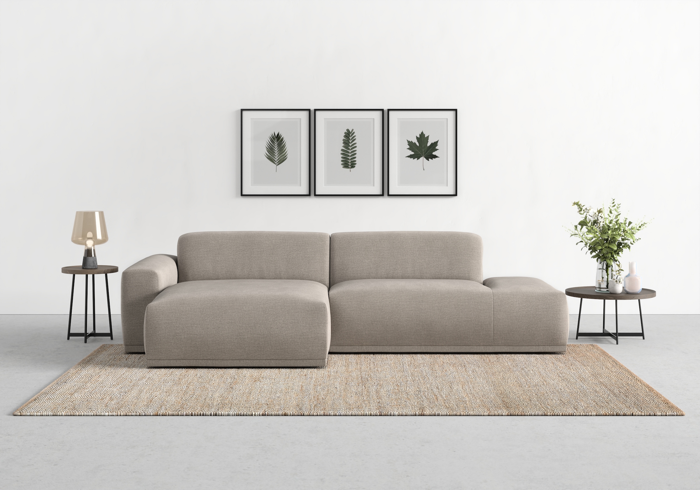 TRENDMANUFAKTUR Ecksofa "Braga, mit hochwertigem Kaltschaum, L-Form, Japandi-Design" modernes Sofa, Couch mit hohem Sitzkomfort, 275/72/160 cm (B/H/T)