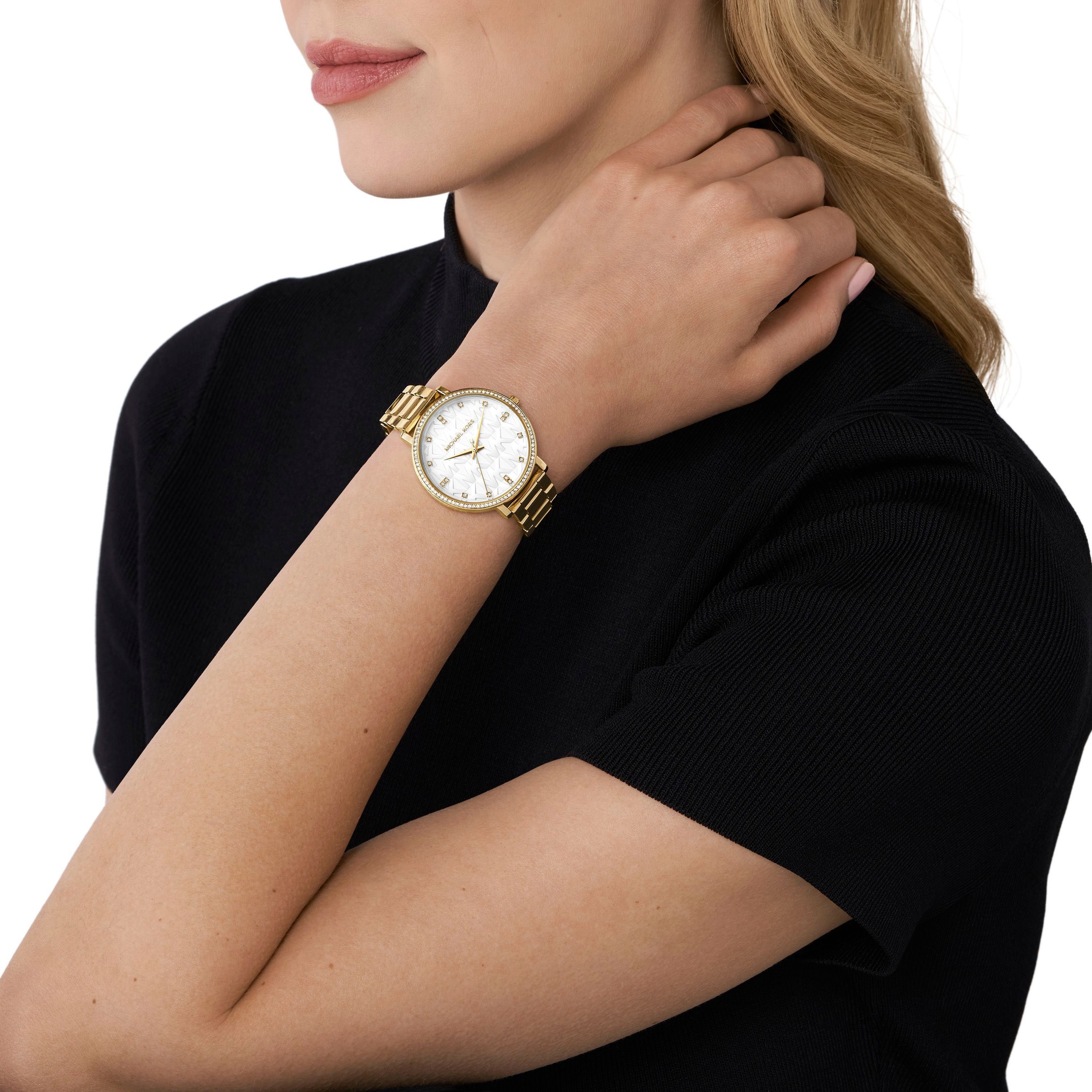 MICHAEL KORS Quarzuhr »PYPER«, Armbanduhr, Damenuhr, Edelstahlarmband, analog, Glassteine