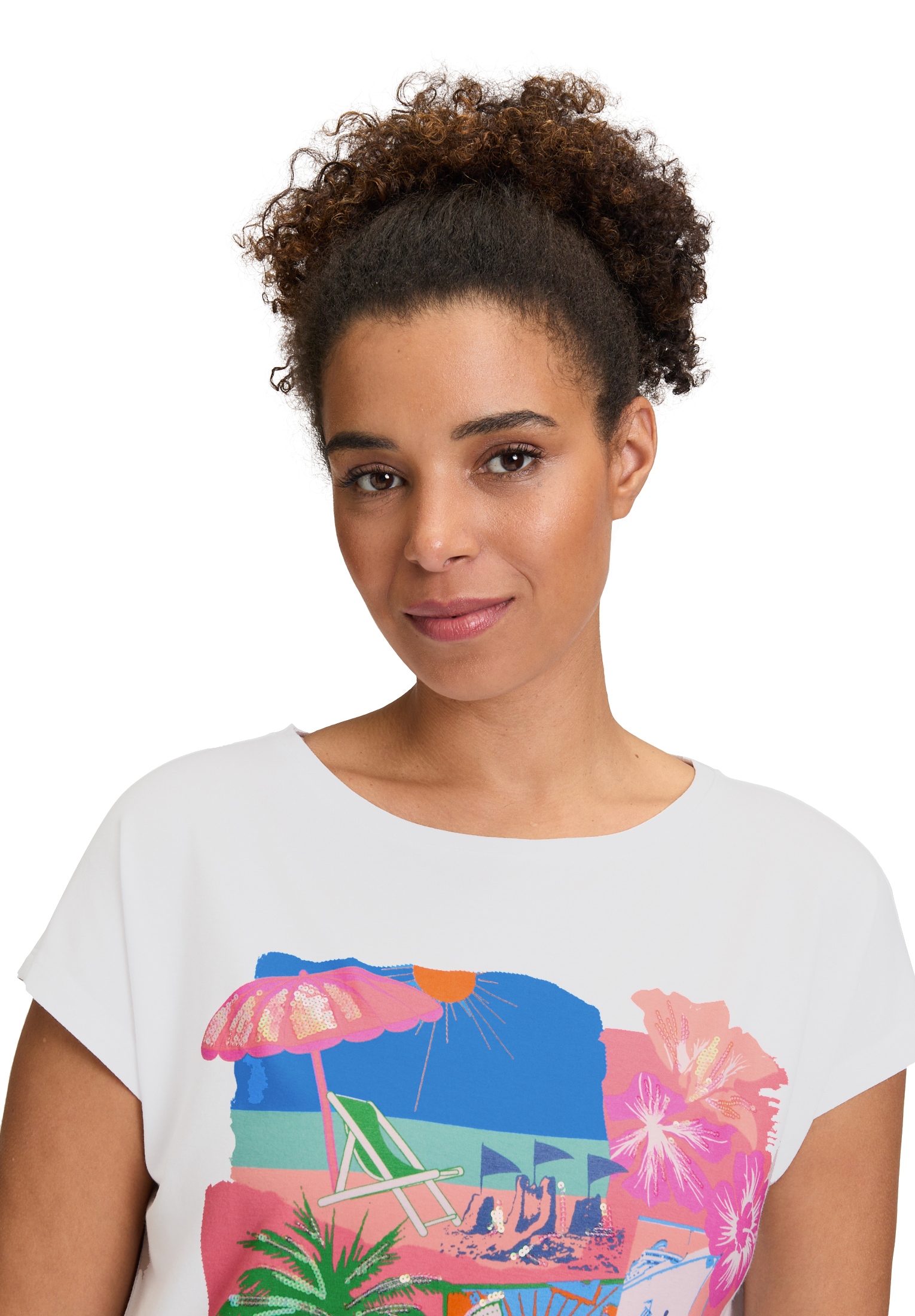 Betty Barclay Kurzarmshirt »Betty Barclay Basic Shirt mit Aufdruck«, (1 tlg.), Pailletten
