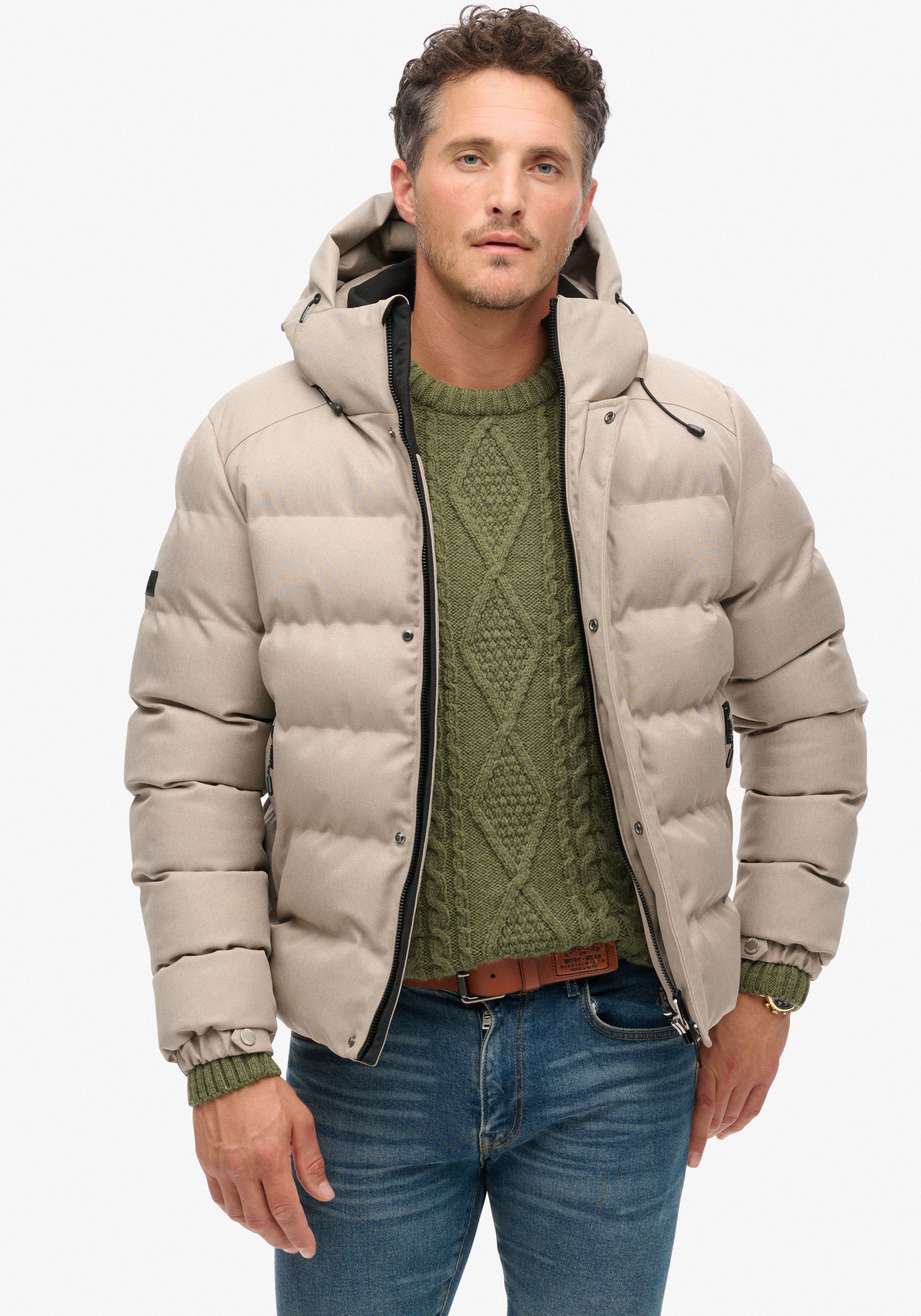 Superdry Steppjacke »HOODED TWEED SPORTS PUFFER JKT«, mit Kapuze