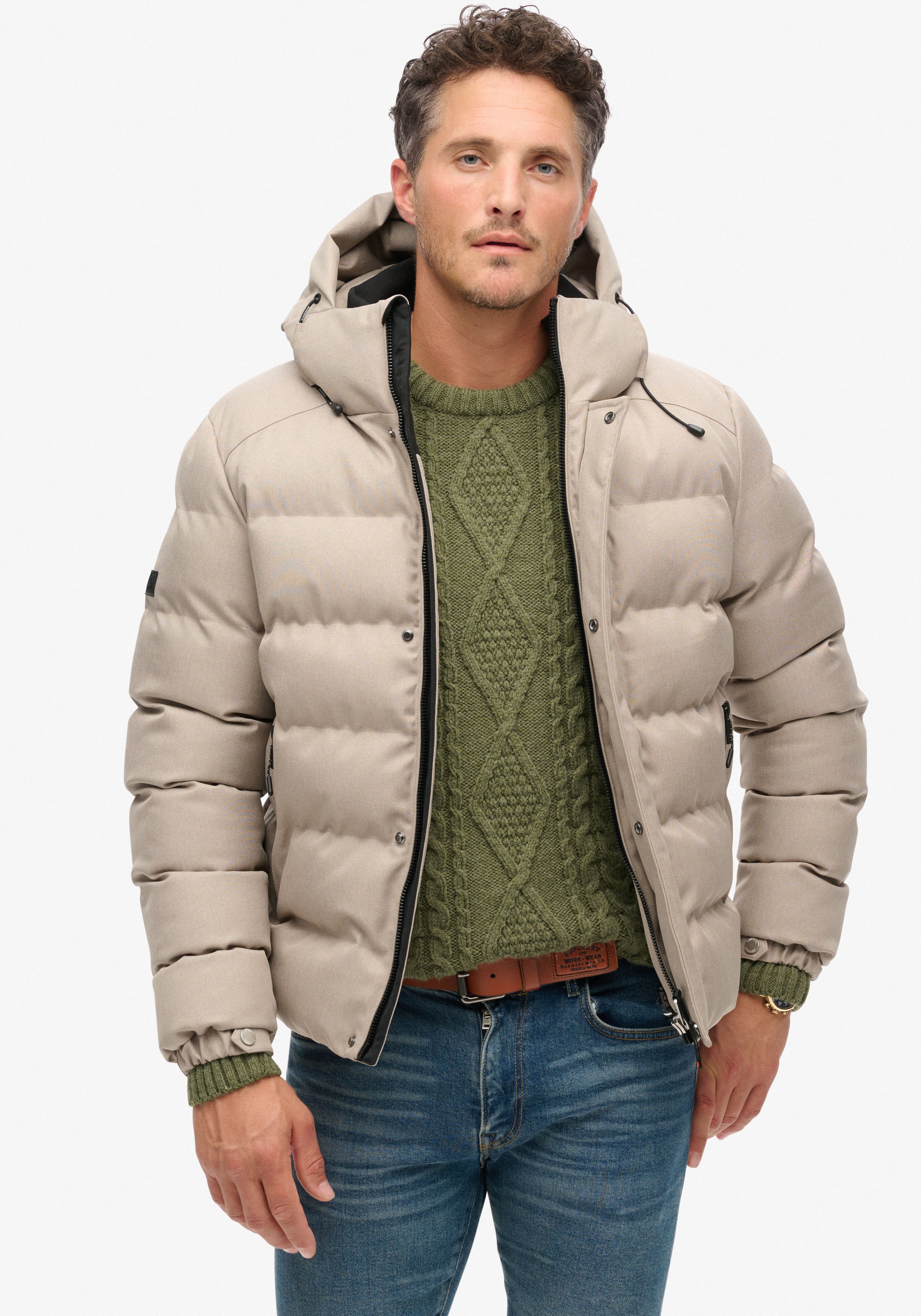 Superdry Steppjacke "HOODED TWEED SPORTS PUFFER JKT", mit Kapuze günstig online kaufen