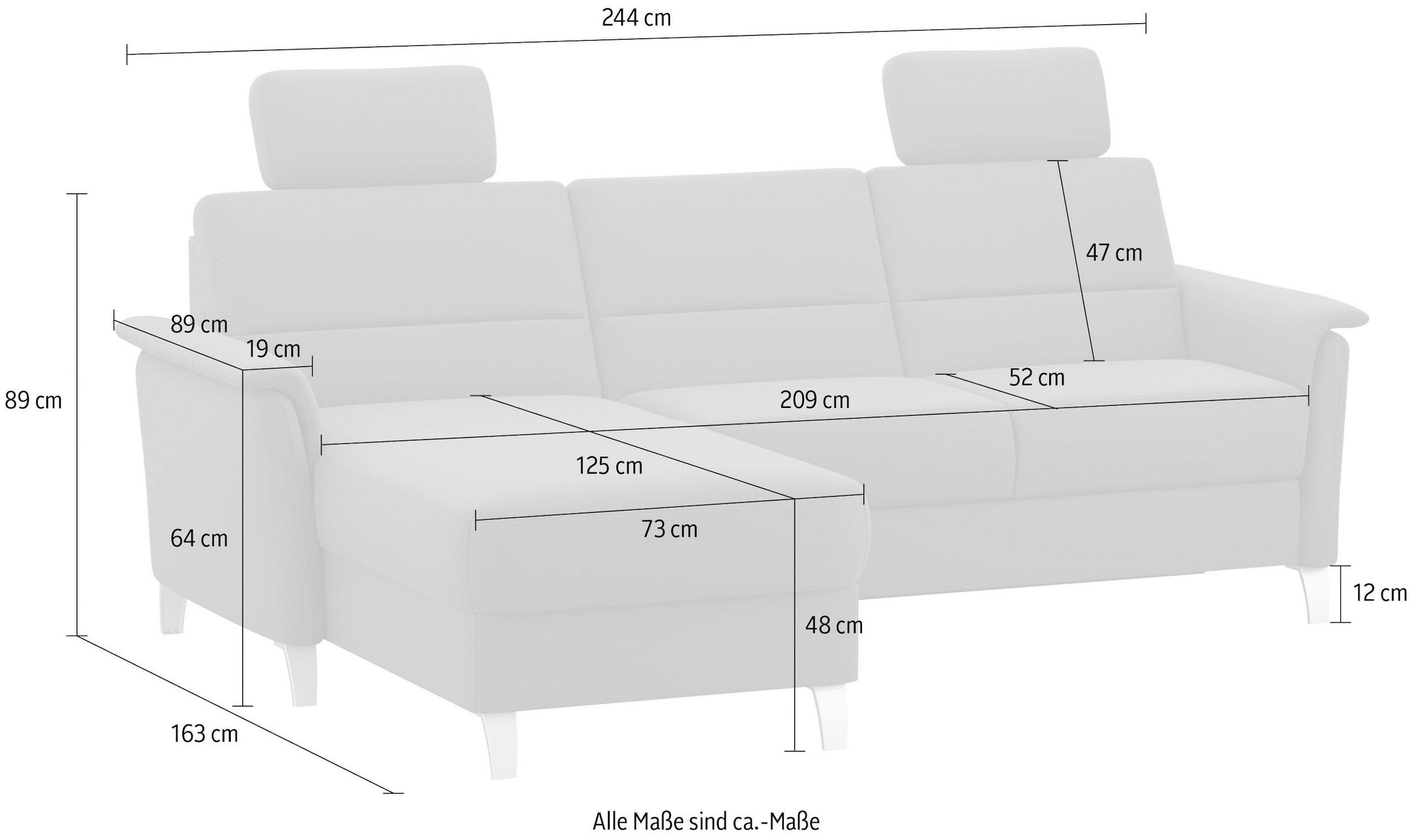 sit&more Ecksofa »Palmera L-Form«, Federkern, wahlweise mit Bettfunktion und mit/ohne Stauraum