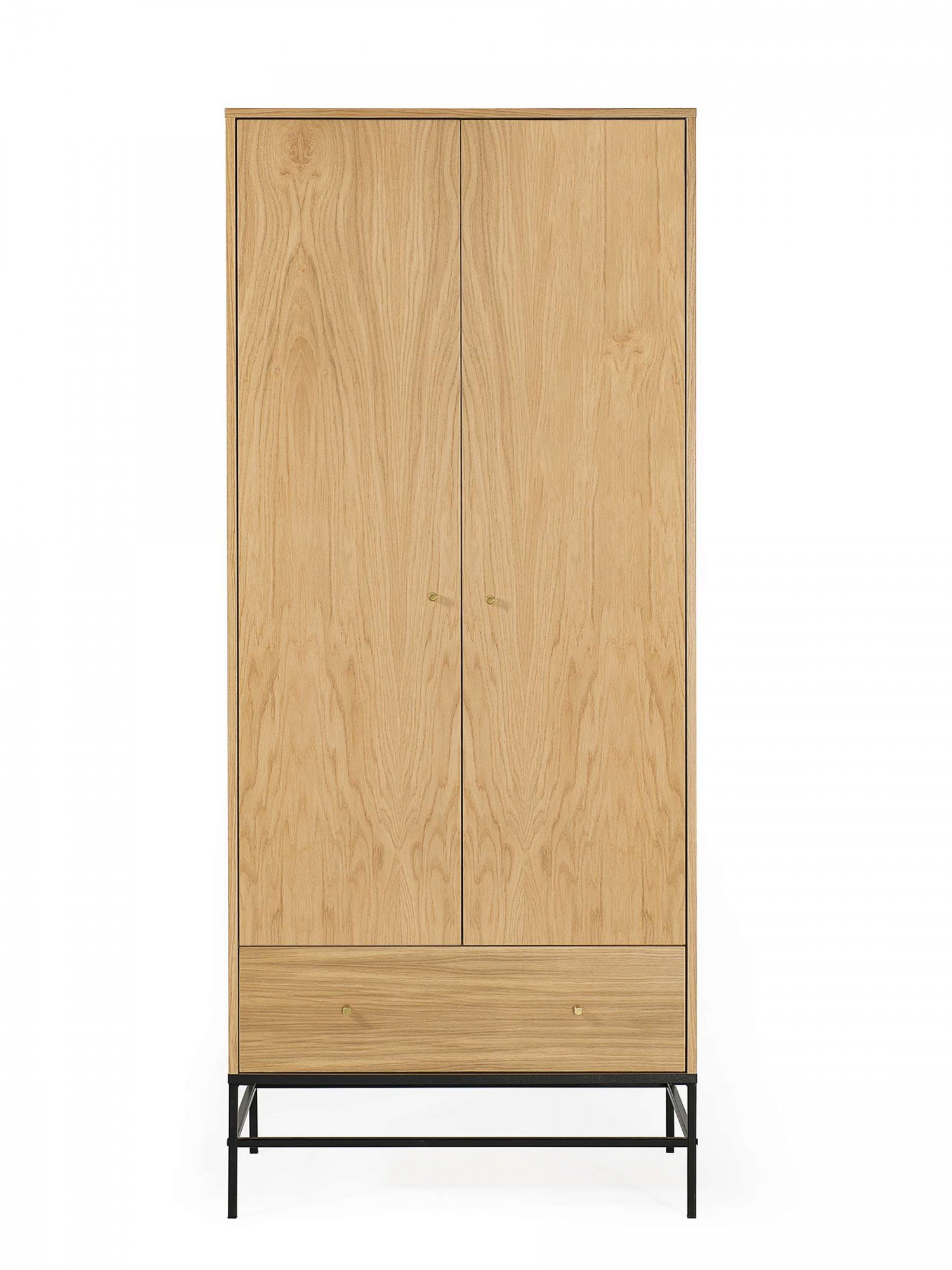 Woodman Kleiderschrank "Flora" Holzfurnier aus Eiche, Fußrahmen aus Metall, günstig online kaufen