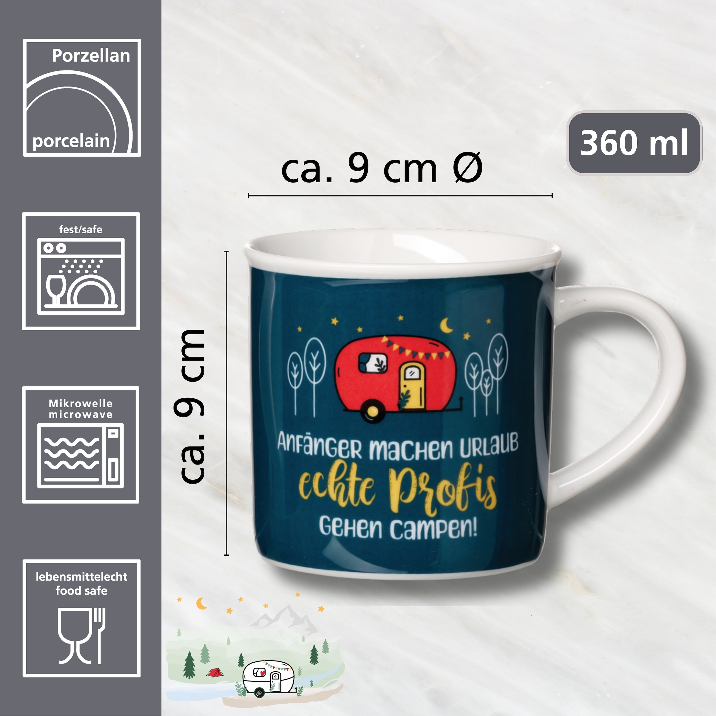 Ritzenhoff & Breker Becher »Camping«, (1 tlg.), "Anfänger machen Urlaub,..." - in Geschenkbanderole