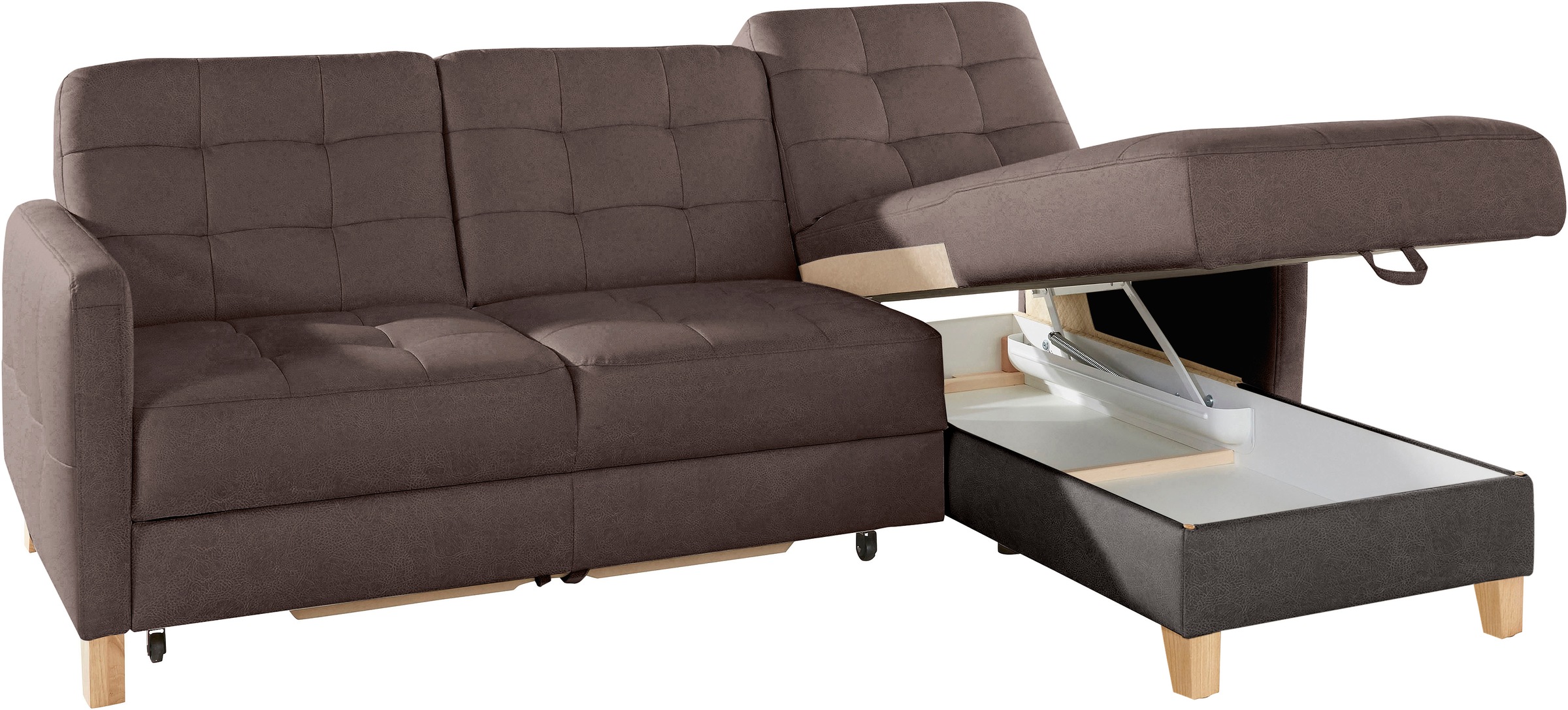 exxpo - sofa fashion Ecksofa »Elio, kompakt und komfortabel, bequem und zeitloses Design, L-Form«, wahlweise mit Bettfunktion
