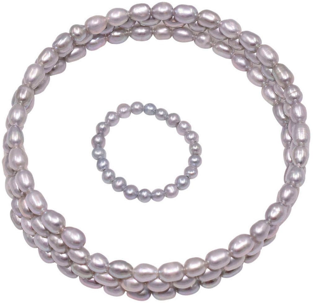 FIRETTI Multipack Jewelry Set Ring Wrap Bracelet Silver Gray