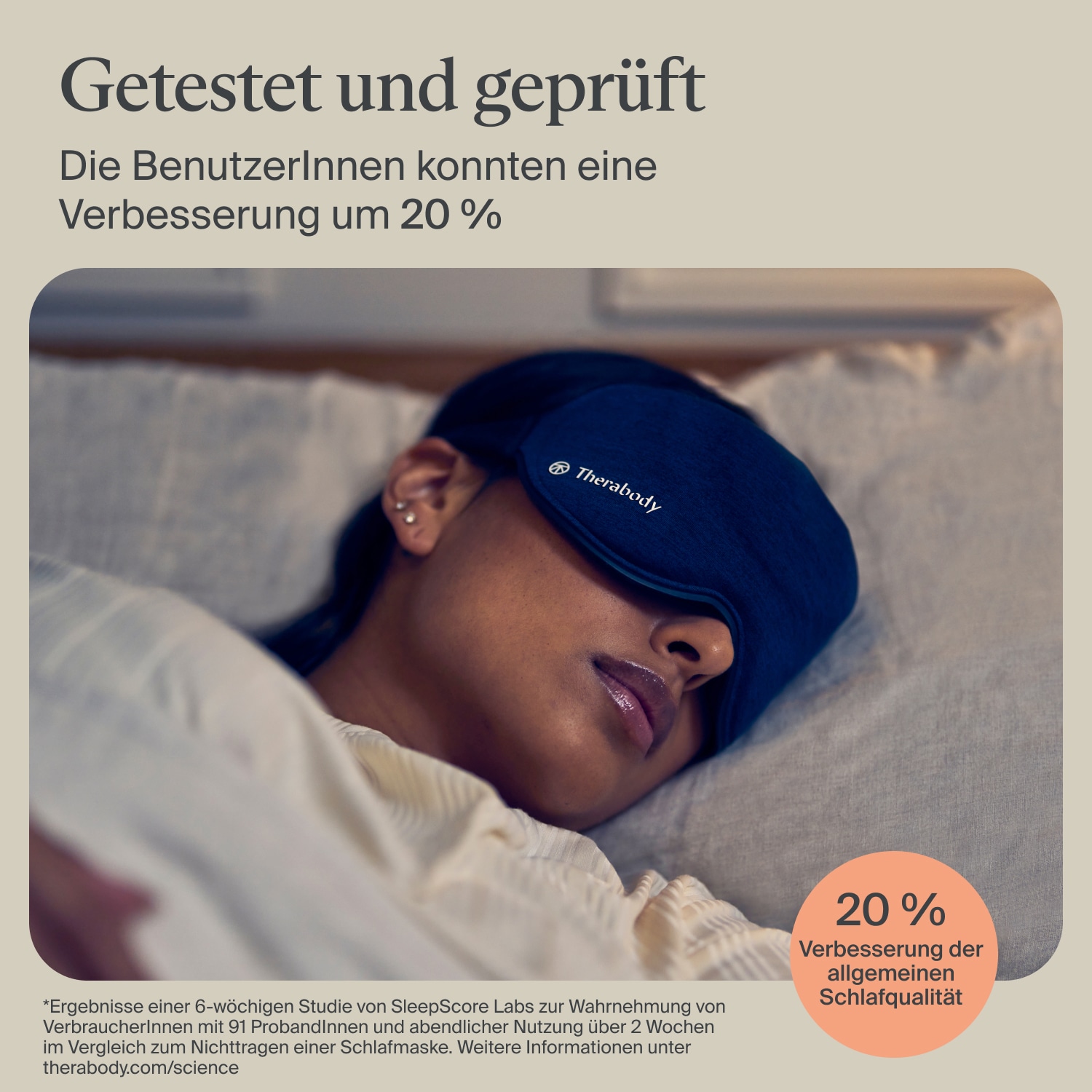 Therabody Gesichtsmassagegerät »SleepMask Verdunkelungs-Augenmaske, Vibrationen für besseren Schlaf«, 3 Vibrationsmuster, inkl. TheraMind-Sound, abnehmbar, waschbar