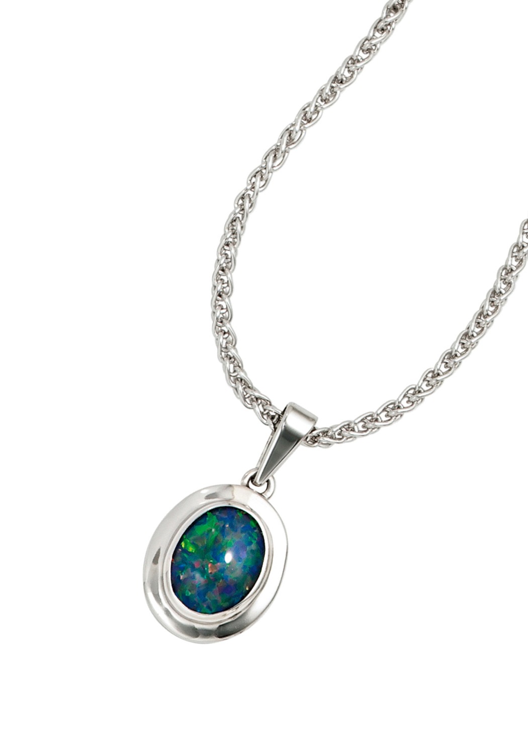 JOBO Pendentif Ovale Or Blanc 585 3