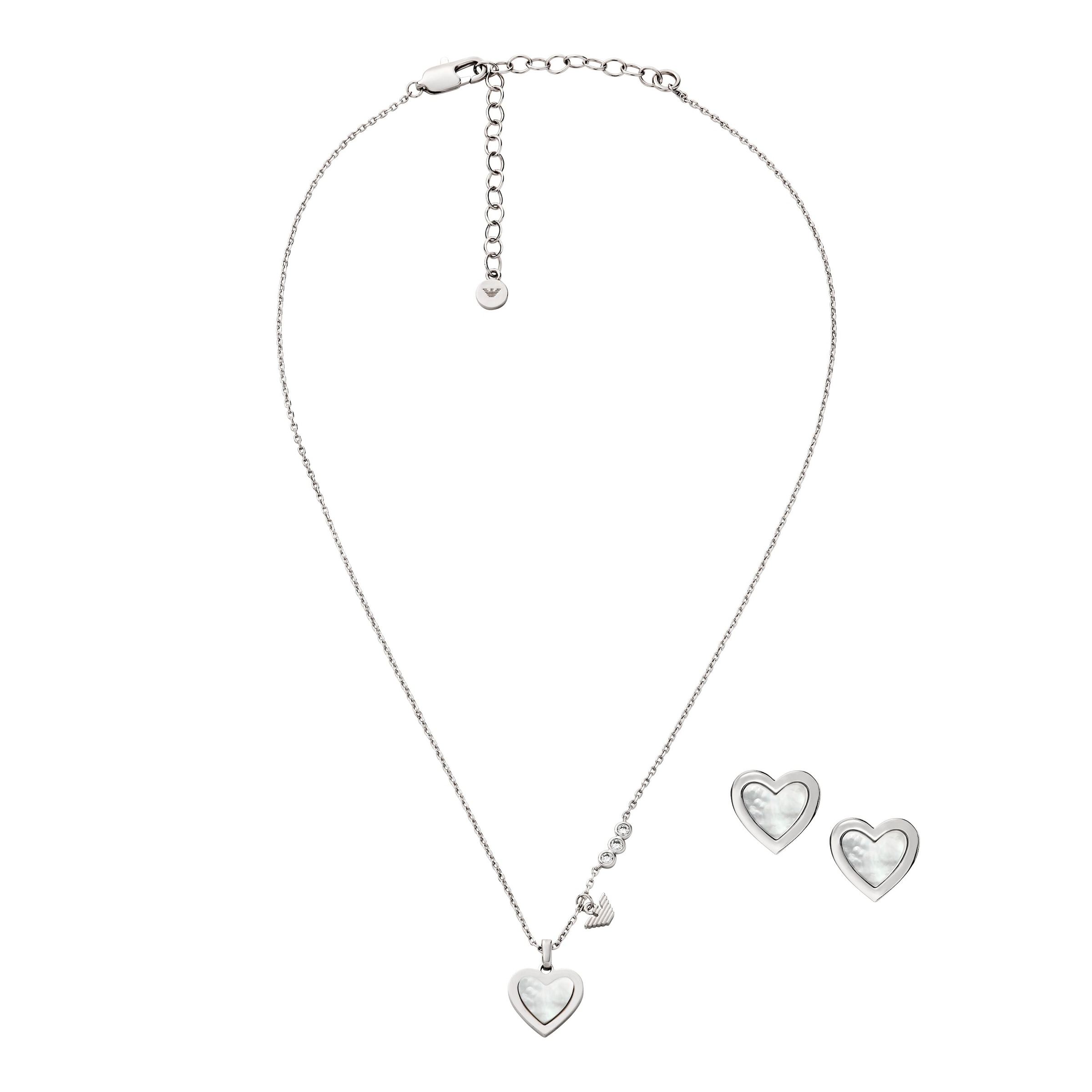 Emporio Armani Ohrring und Ketten Set »Schmuckset Multipack Schmuck Geschenk Edelstahl JEWELRY, EGS3228SET«, (Set, 3 tlg.), mit Zirkonia (synth.) - mit Perlmutt